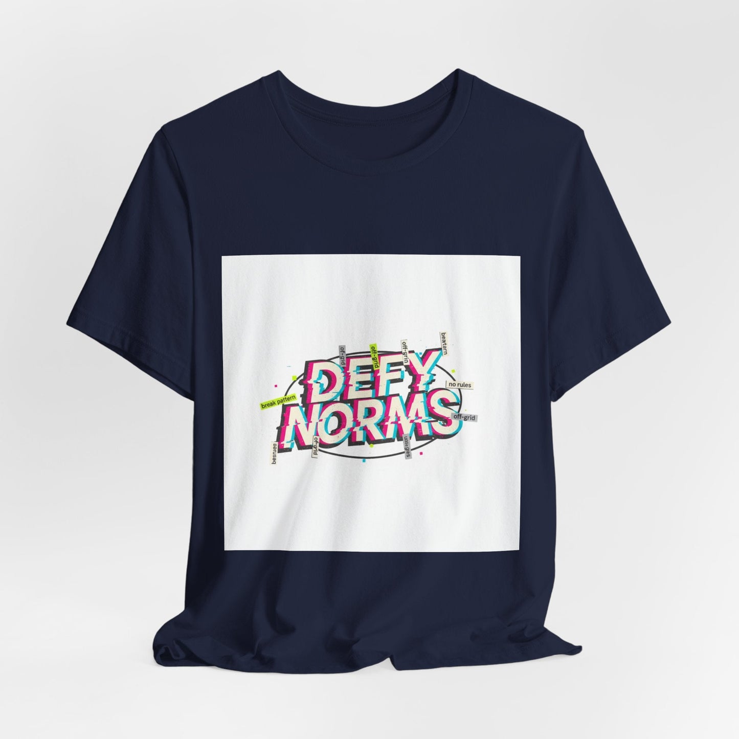 Defy Norms glitch font tee | anti-aesthetic, chaotic design shirt