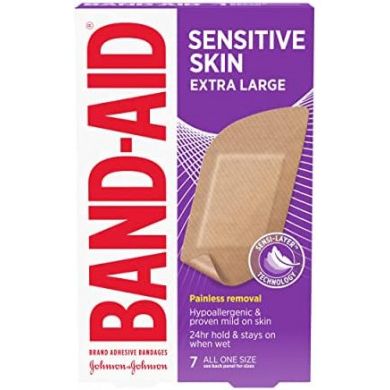 Band-Aid Sensitive Skin Adhesive Bandages Extra Large 7Ea