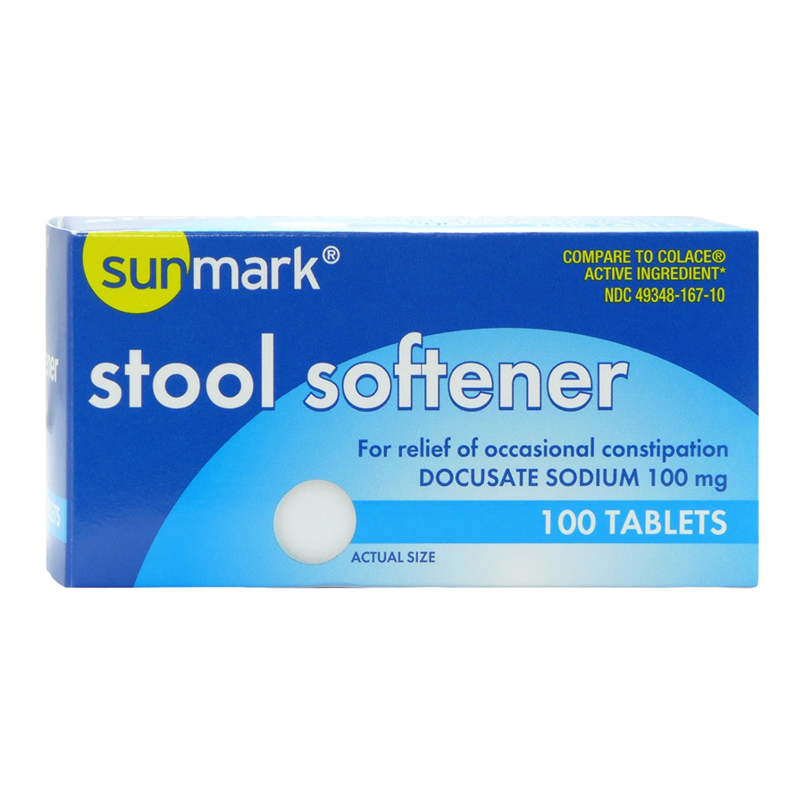 GeriCare Health Star Docusate Sodium Stool Softener Tablets, 100 Mg