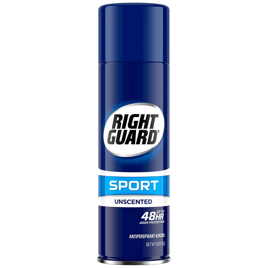 Right Guard® Sport Antiperspirant & Deodorant – 4-in-1 Unscented Aerosol (6 oz)