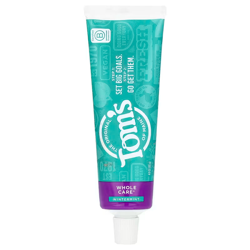 Tom's of Maine Whole Care Anti-cavity Toothpaste with Fluoride Peppermint, 4 oz