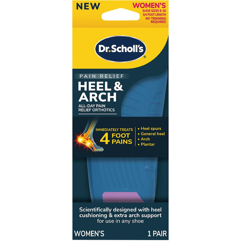Dr. Scholl's Womens Heel & Arch Pain Relief Orthotics Size 6-10 1 Ea