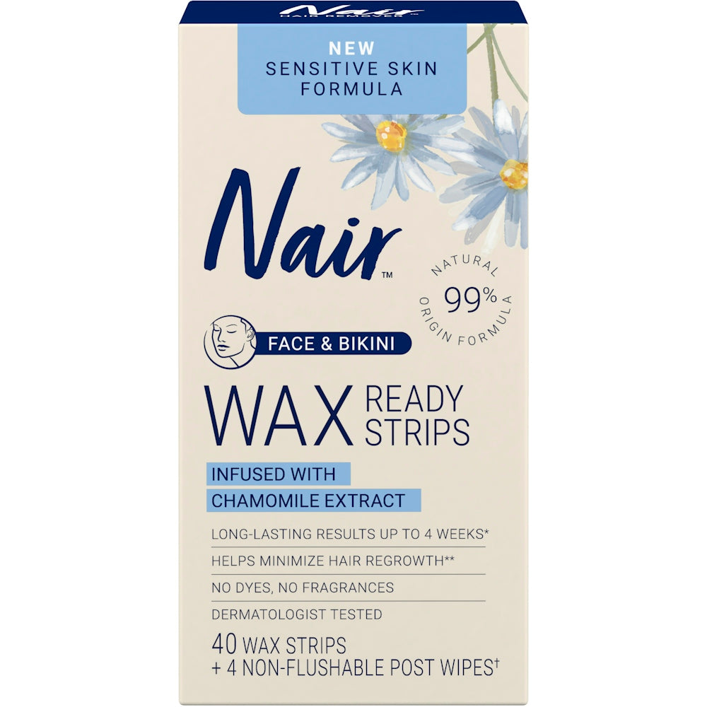 Nair Sensitive Face Wax Ready Strips 40 Ct