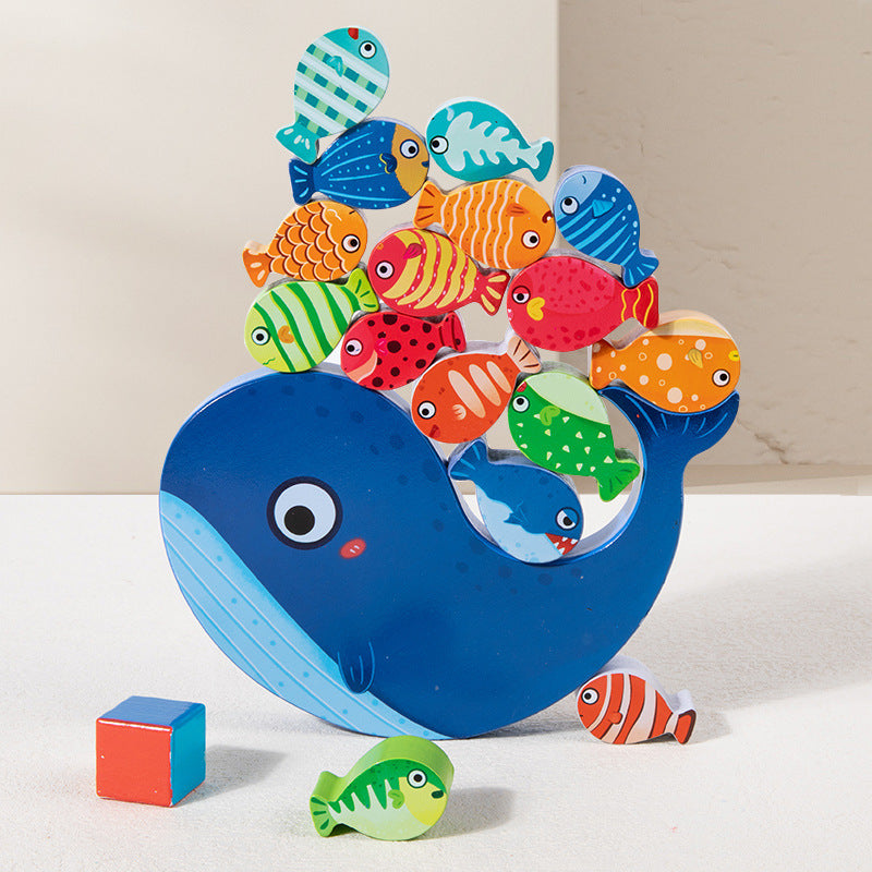 Children's Animal Music Desktop Interactive Game Building Blocks Stacking Balance Boat Early Education Puzzle Wooden Toy