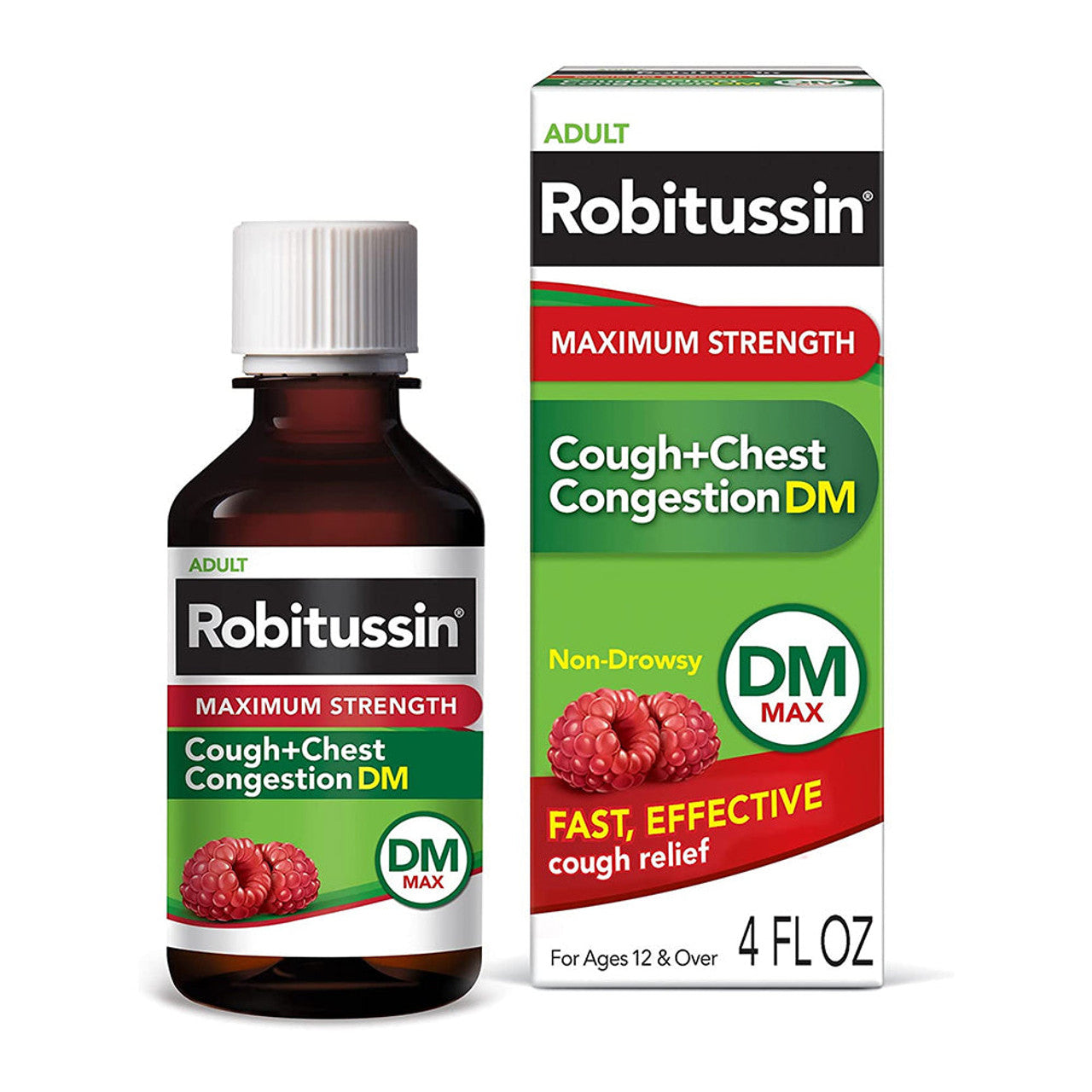 Robitussin Adult Cough + Chest Congestion Dm Max Liquid Raspberry - 4 Oz