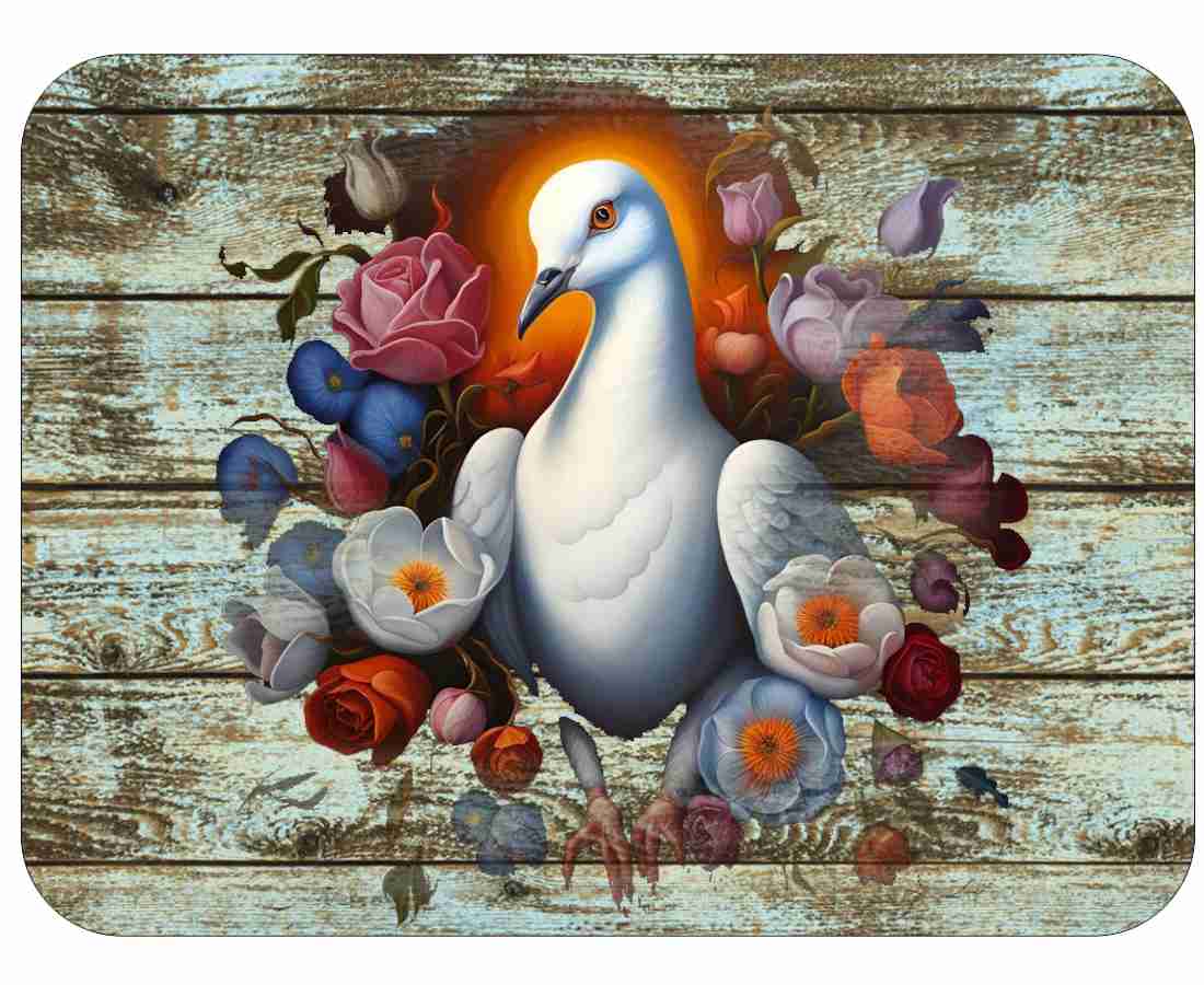 Dove Bird Wild Life Flower Colorful Art Mousepad 7 x 9