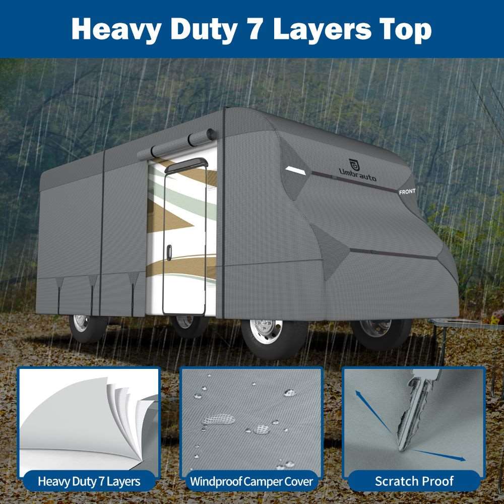 Umbrauto RV Cover Class C Upgraded 7 Layers Anti-UV Top Panel Motorhome Cover,Gray
