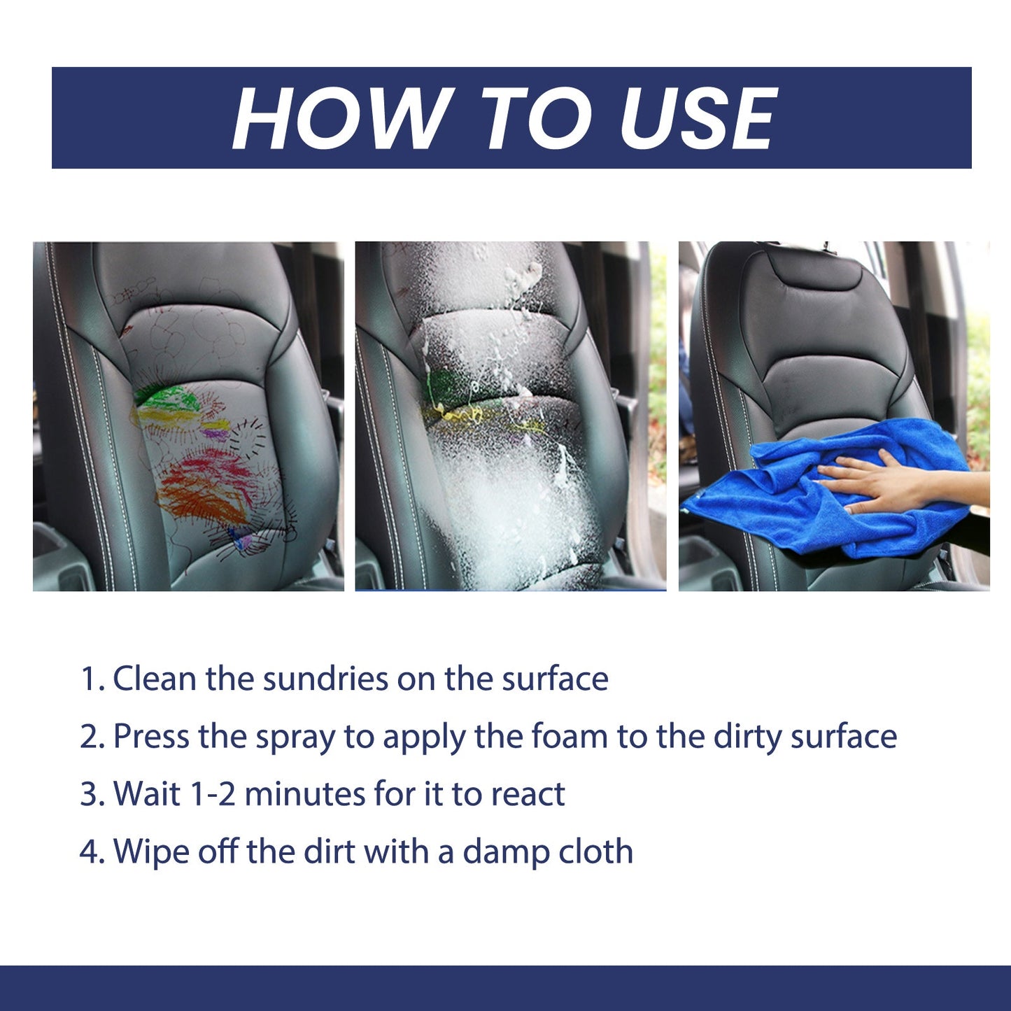 Car Interior Foam Cleaner, Interior Seat Instrument Panel Clean Dust And Polish Maintenance Refurbishing Agent