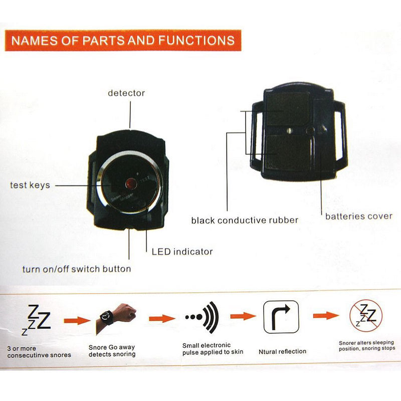Mayitr 1pc Snore Blocker Stopper Infrared Stop Snoring Wristband Help Sleeplessness For Health Care Tools