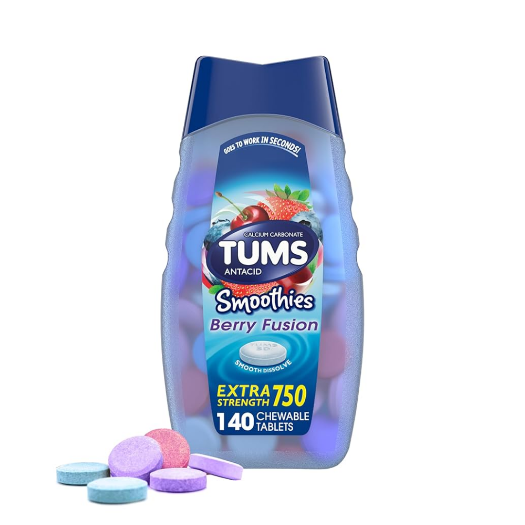 Tums Smoothies Extra Strength Antacid 750 mg Berry Fusion (100 count)