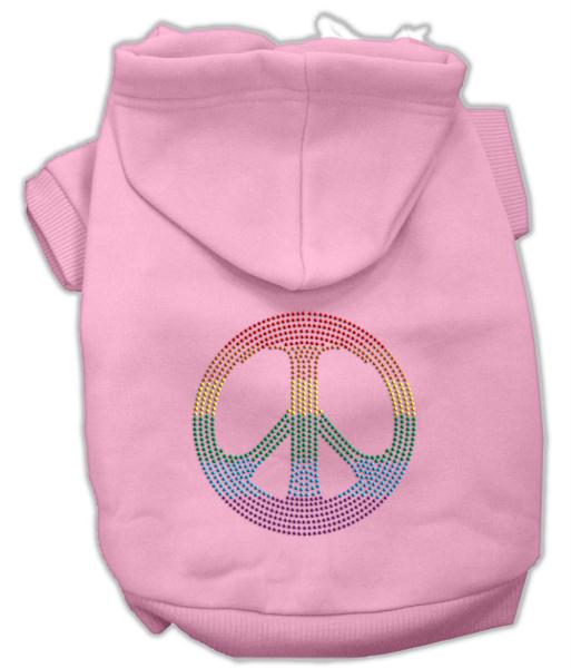Mirage Pet Products 54-70 XXXLPK Rhinestone Rainbow Peace Sign Hoodies