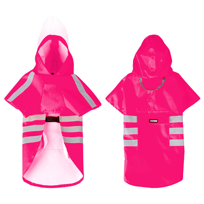 Large Dog Raincoat - Poncho Style Reflective Strip Pet Raincoat Windproof Waterproof Dog Hooded Raincoat