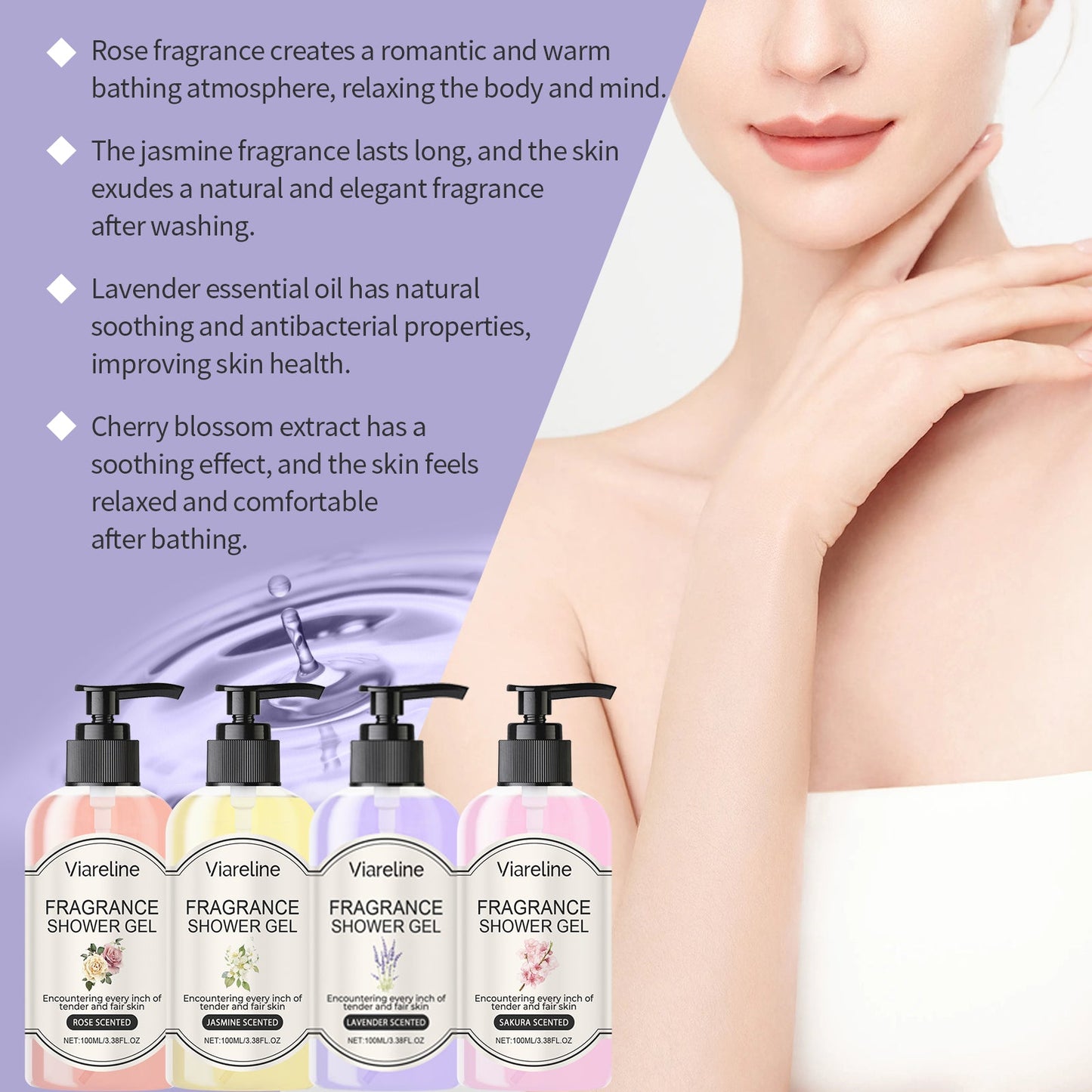 Fragrant Body Wash (Rose Scent) Moisturize And Moisturize Skin To Improve Dry Women's Body Wash