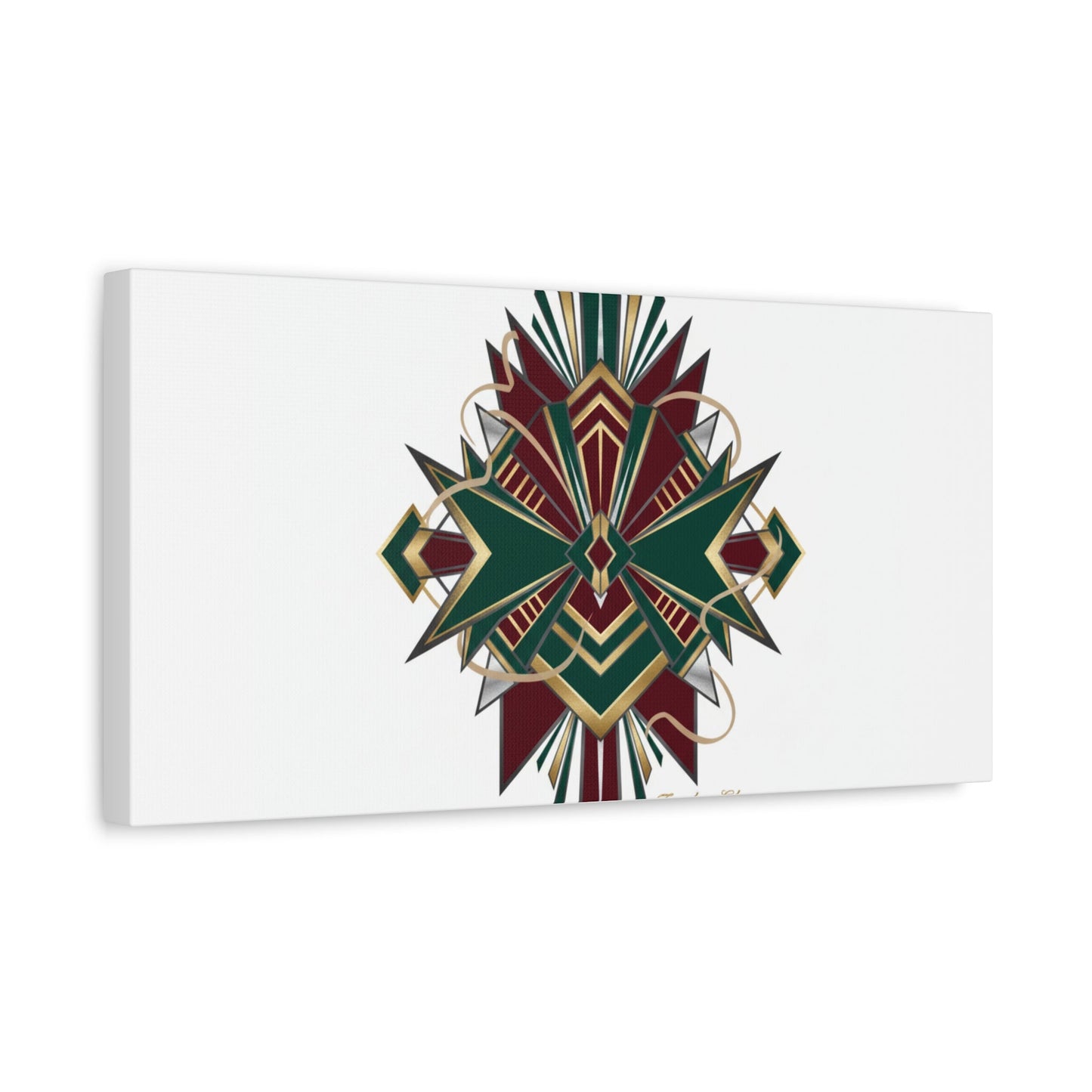 Art Deco geometric brass print Canvas | Neo-Deco chrome & gold fan motif