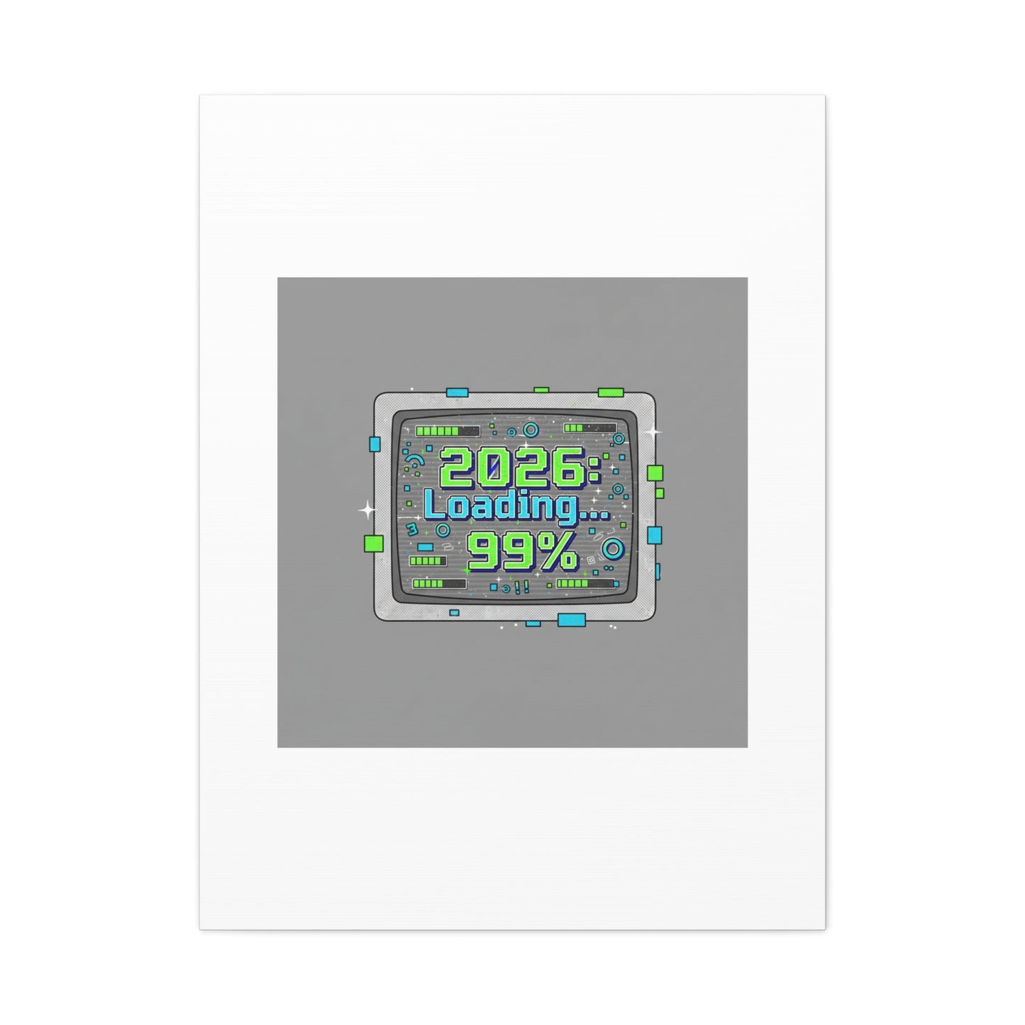 2026 Loading 99% Canvas | NYE countdown, retro system interface