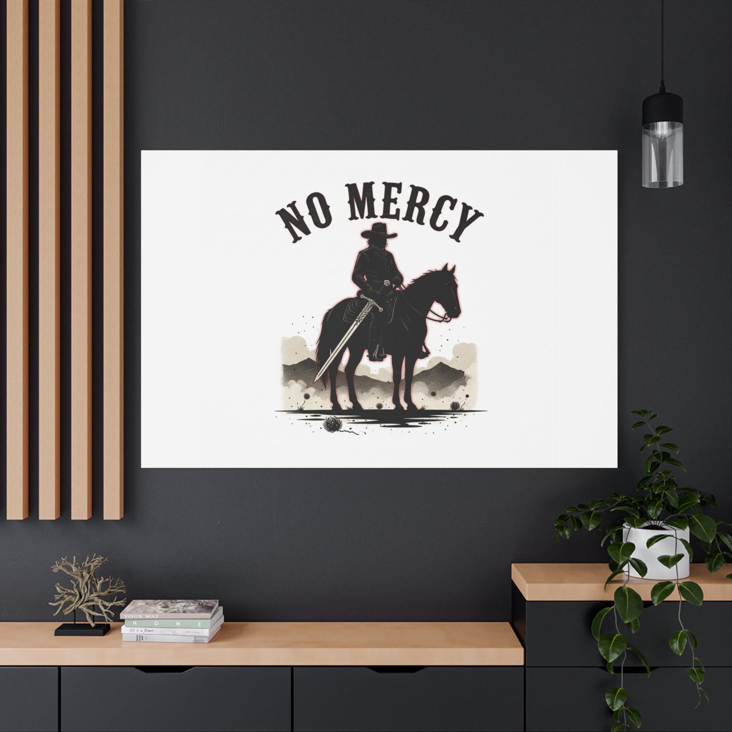 No Mercy Cowboy Skull Canvas | western skull art, gothic Americana