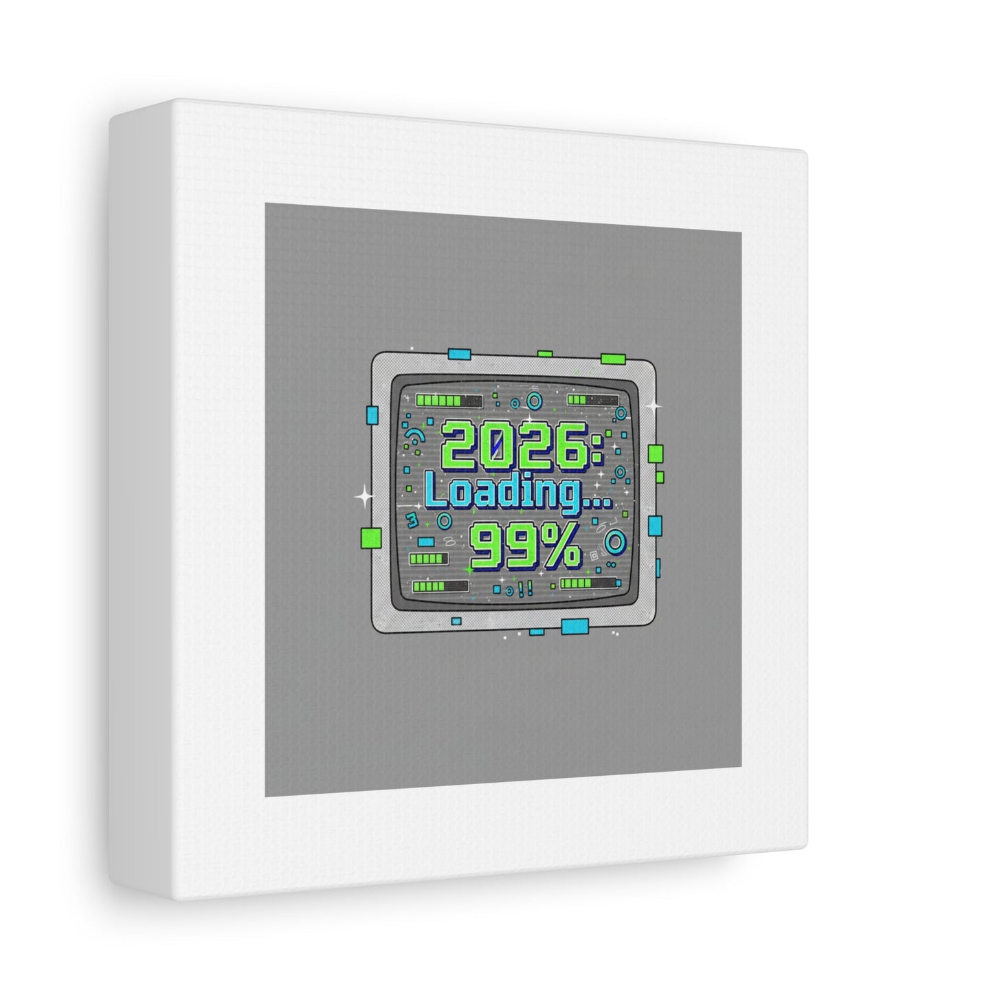 2026 Loading 99% Canvas | NYE countdown, retro system interface