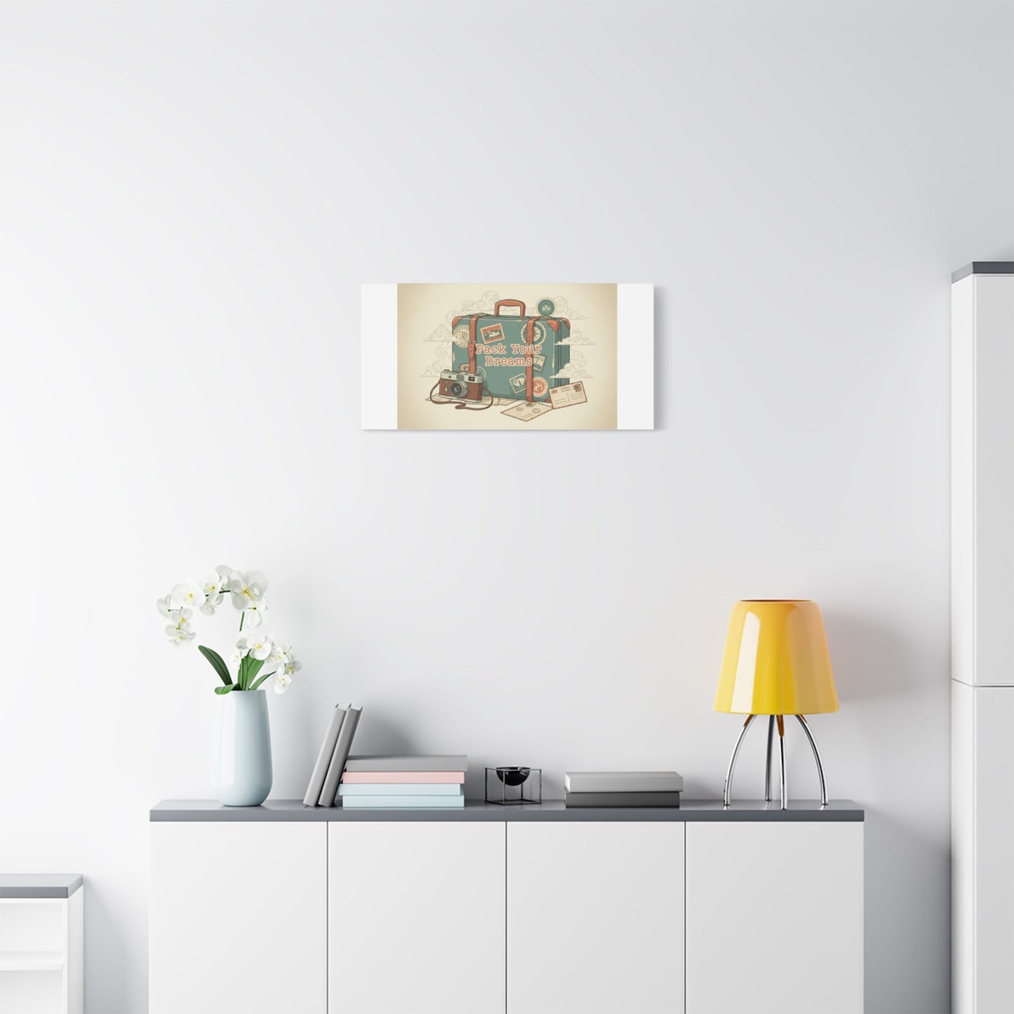 Pack Your Dreams Canvas | Retro Travel Postcard, Wanderlust Passport Stamp Art