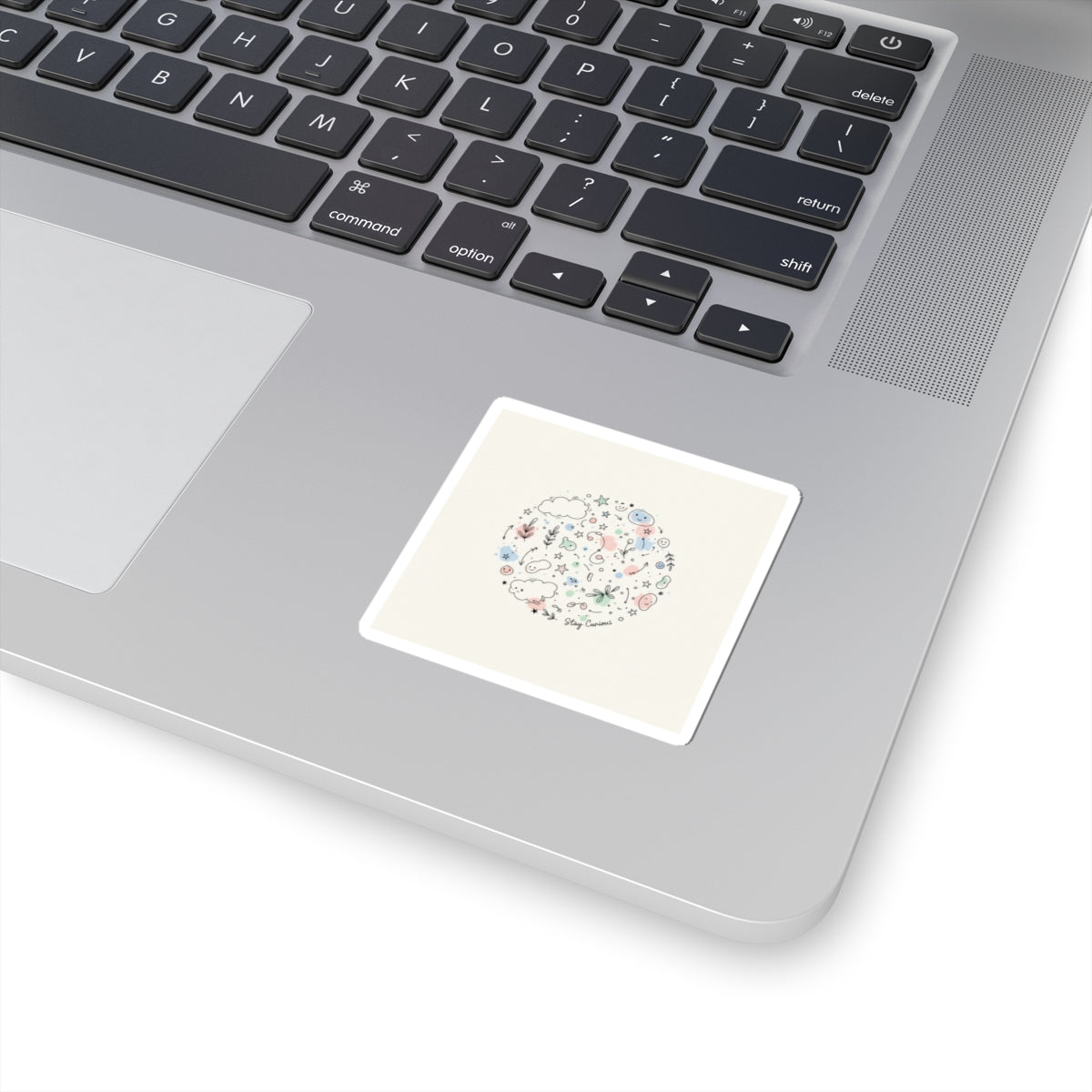Hand-Drawn Doodle Circle Sticker | Minimal Line Sketch, Pastel Accents