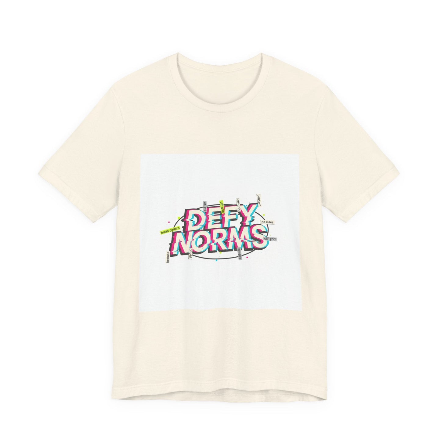 Defy Norms glitch font tee | anti-aesthetic, chaotic design shirt