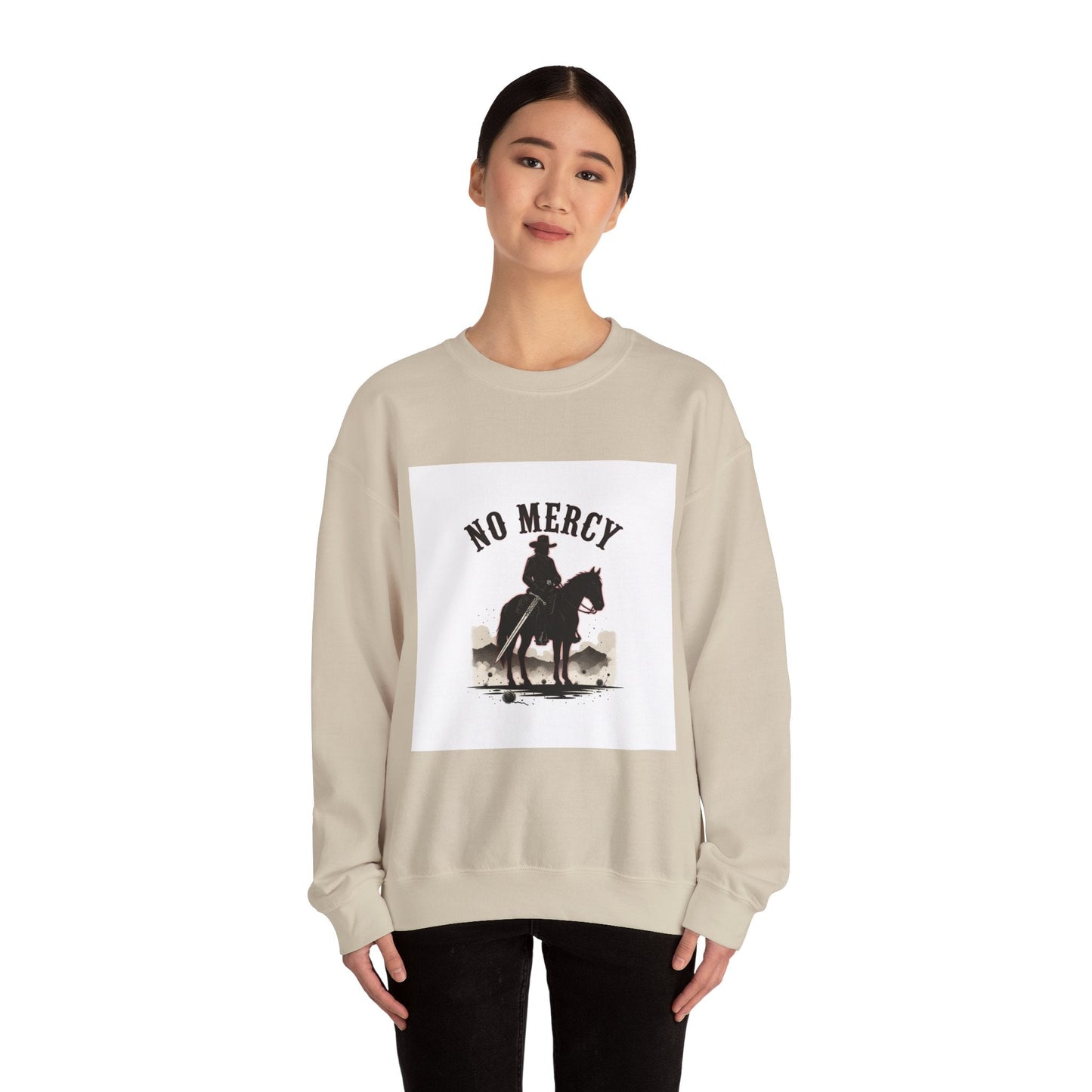 No Mercy cowboy silhouette Sweatshirt | western skull art, gothic Americana