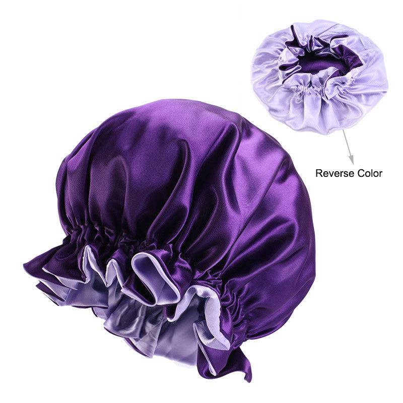 Double color lace night hat
