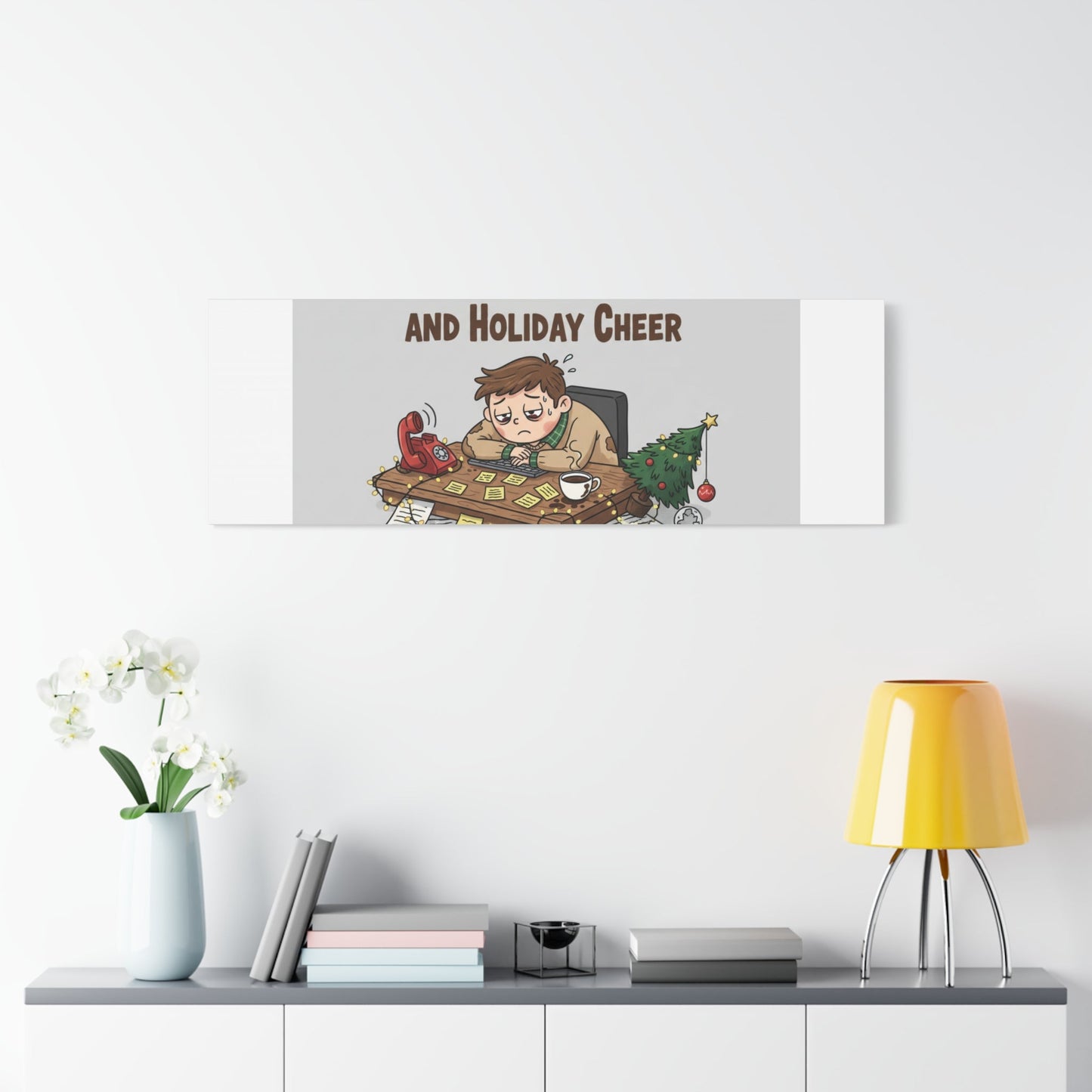 Surviving on Coffee and Holiday Cheer Canvas | Holiday Burnout, Festive But Tired