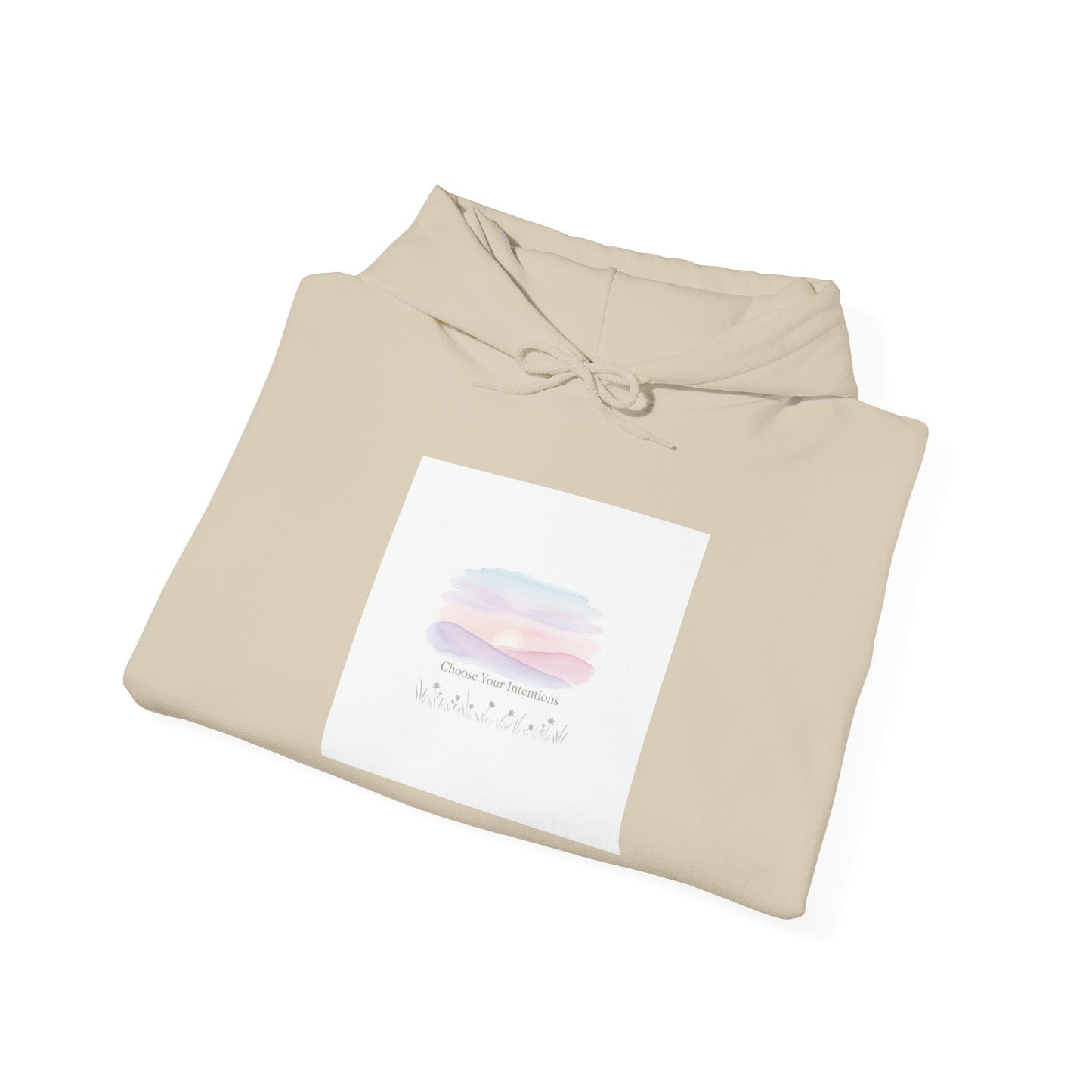 gentle intentions hoodie | soft wellness, mindful resolution art