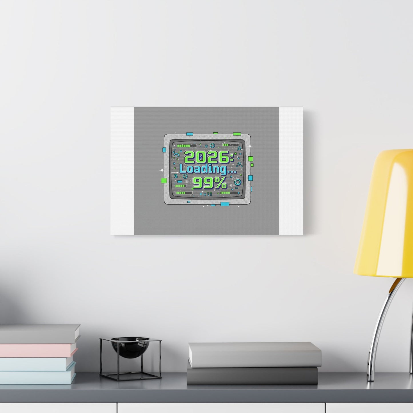 2026 Loading 99% Canvas | NYE countdown, retro system interface