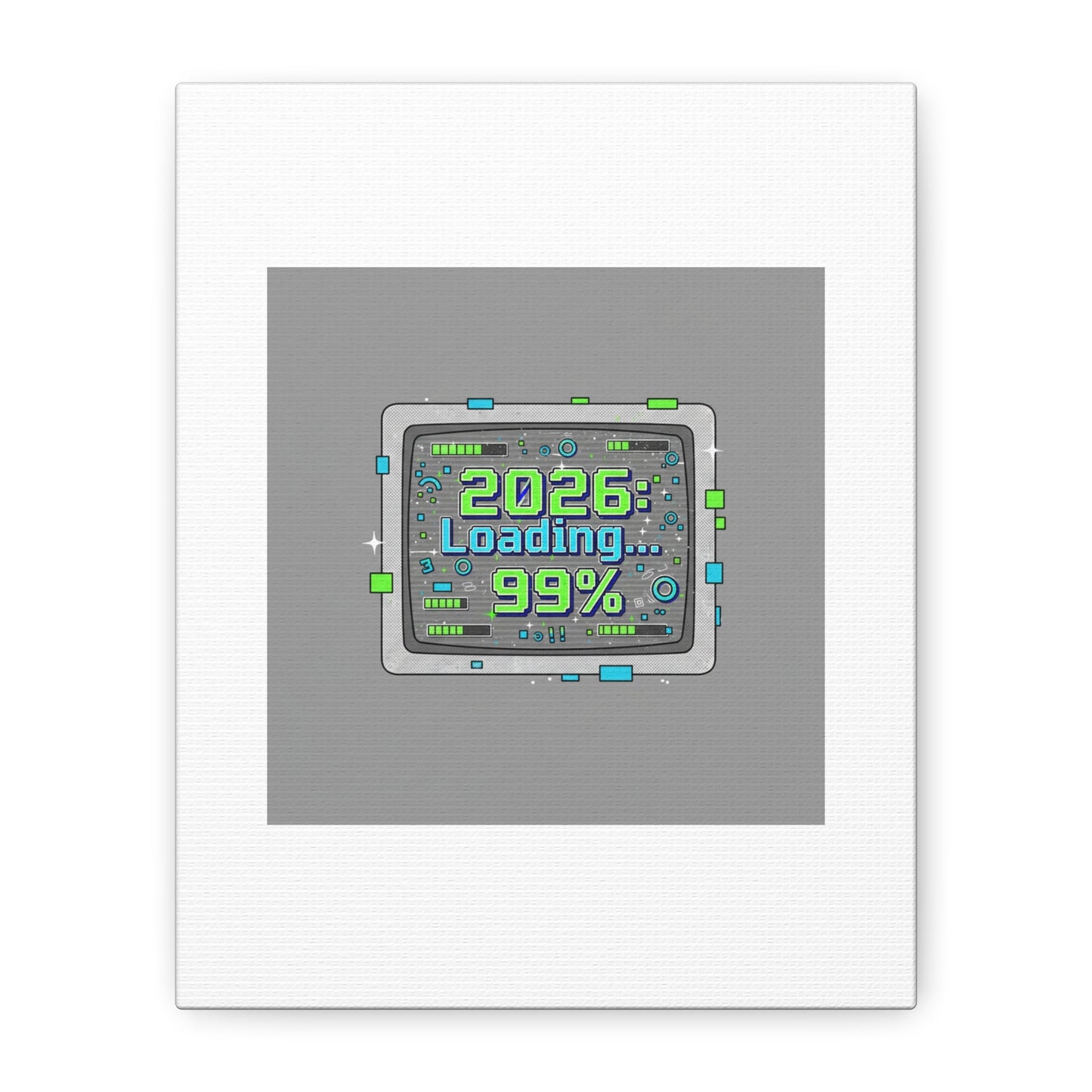 2026 Loading 99% Canvas | NYE countdown, retro system interface