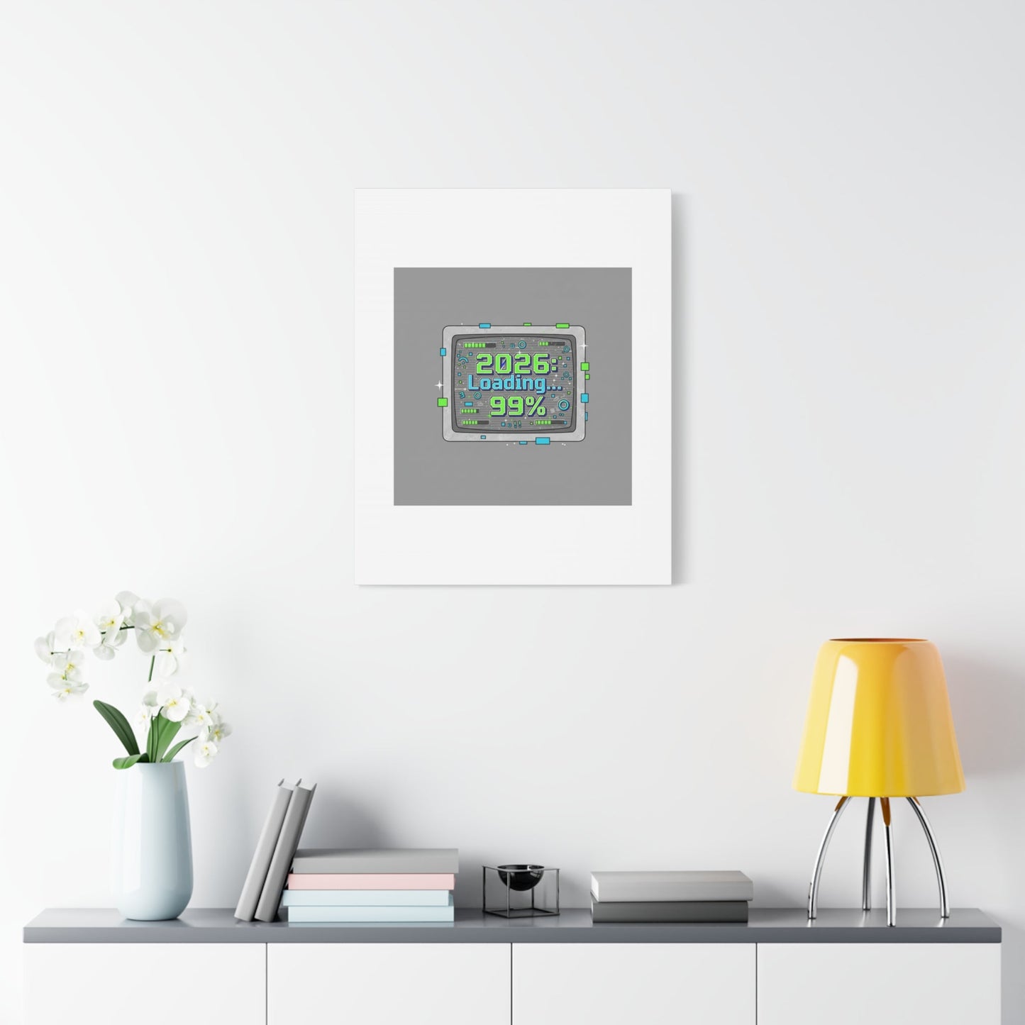 2026 Loading 99% Canvas | NYE countdown, retro system interface