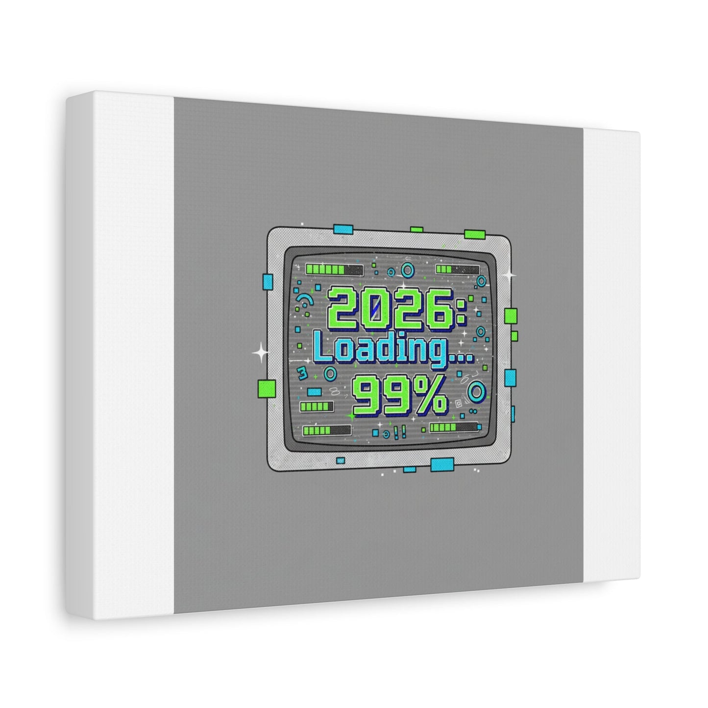 2026 Loading 99% Canvas | NYE countdown, retro system interface