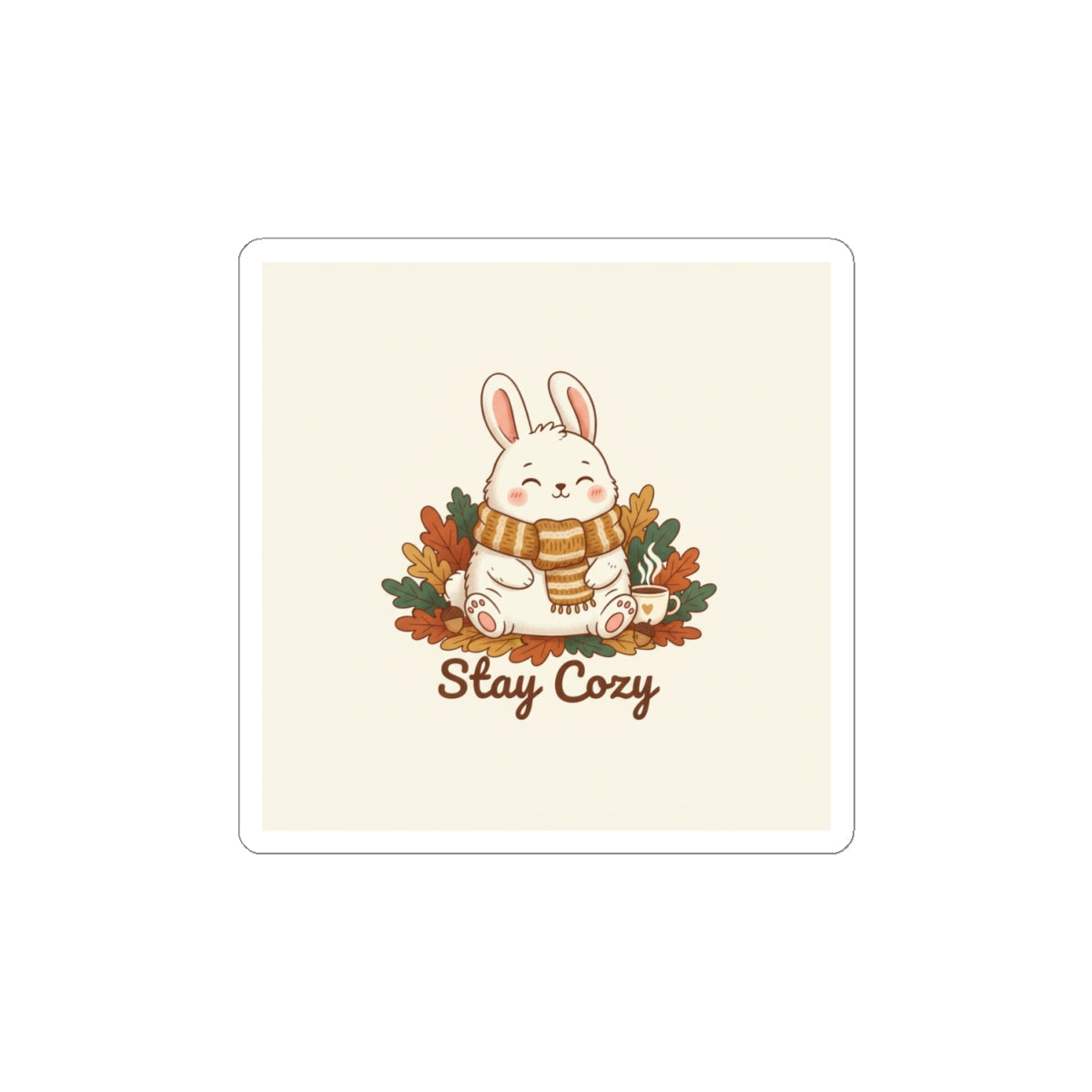 Stay Cozy Bunny Sticker | cozy critter sticker, winter forest art