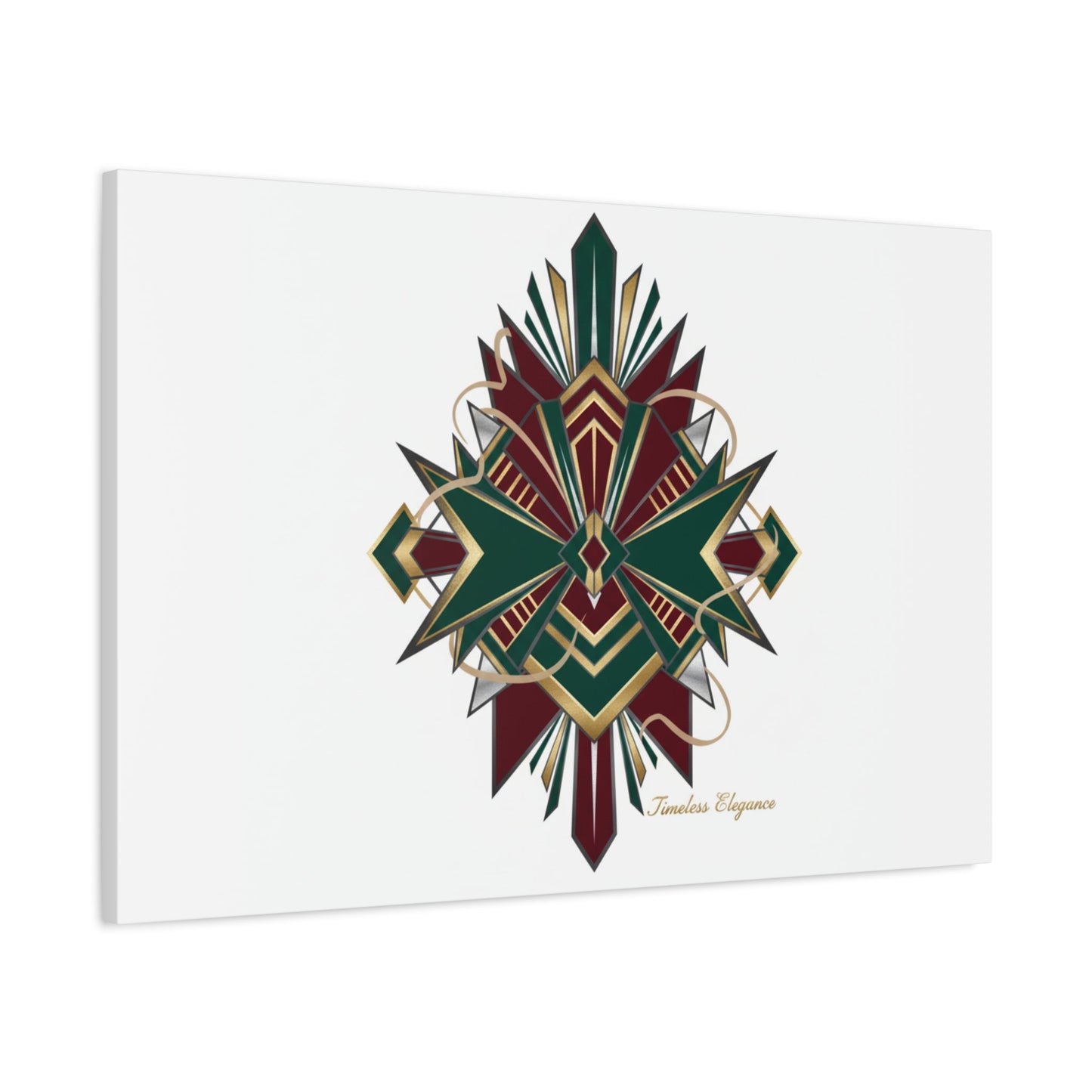 Art Deco geometric brass print Canvas | Neo-Deco chrome & gold fan motif