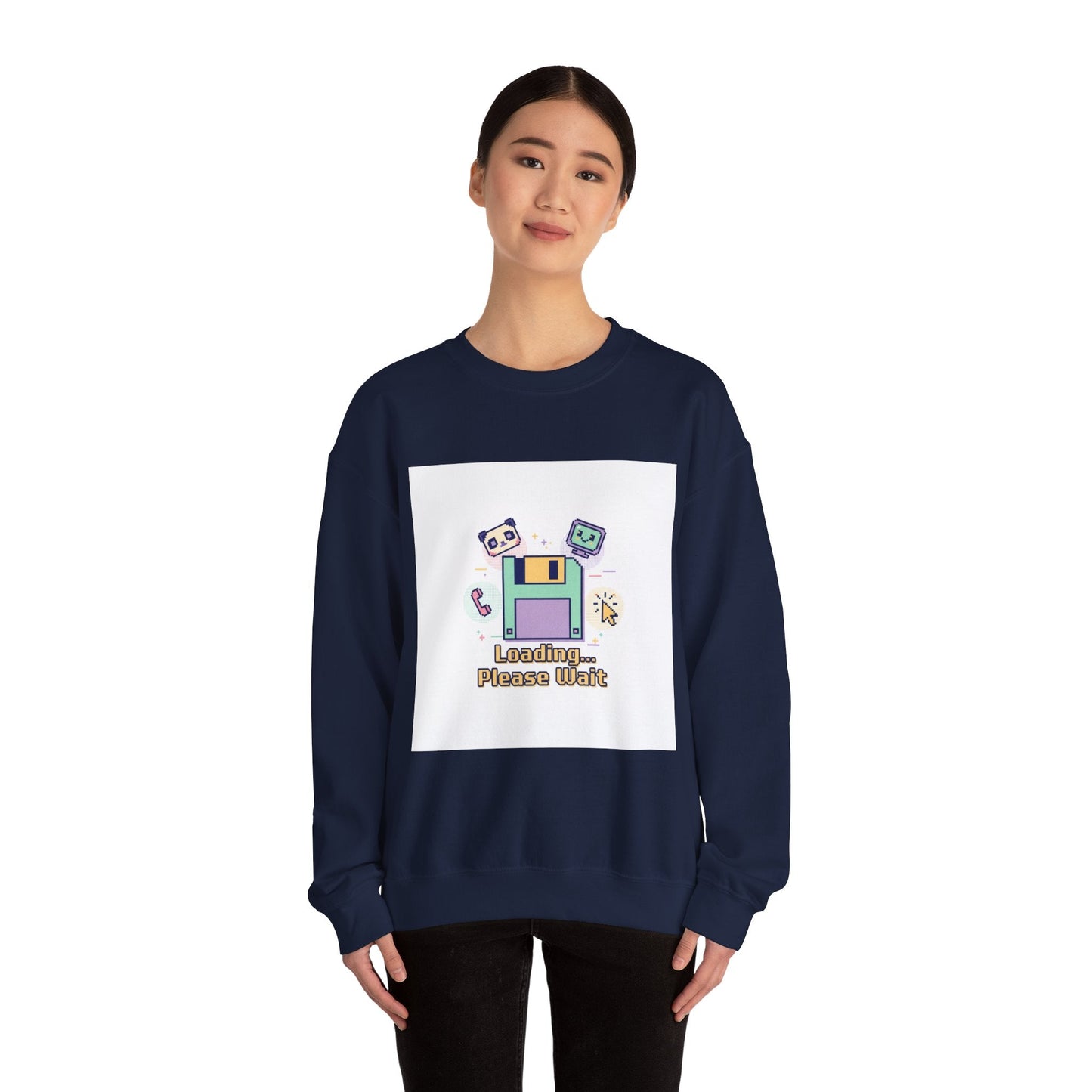Loading Please Wait Crewneck Sweatshirt | Old Internet Aesthetic, pixel art retro web