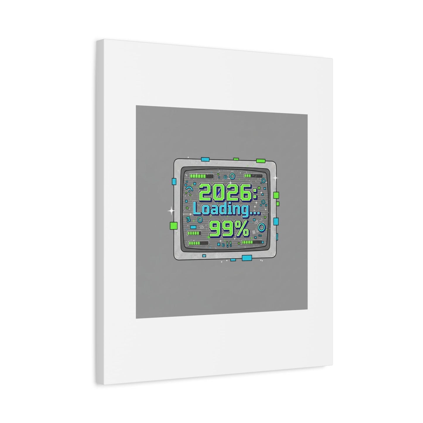 2026 Loading 99% Canvas | NYE countdown, retro system interface