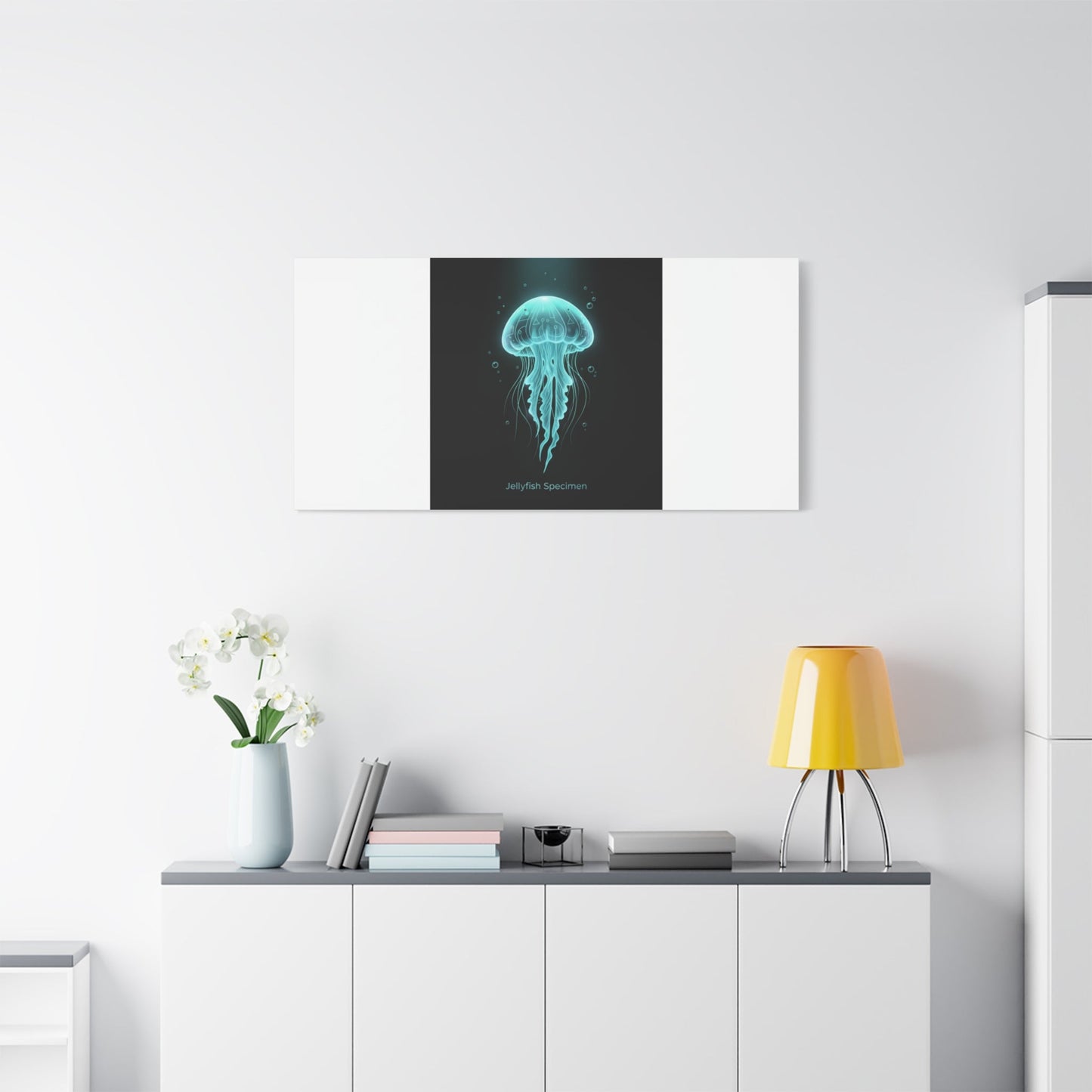 Bioluminescent Jellyfish Art Canvas | Deep Sea Aesthetic, Neon Glow