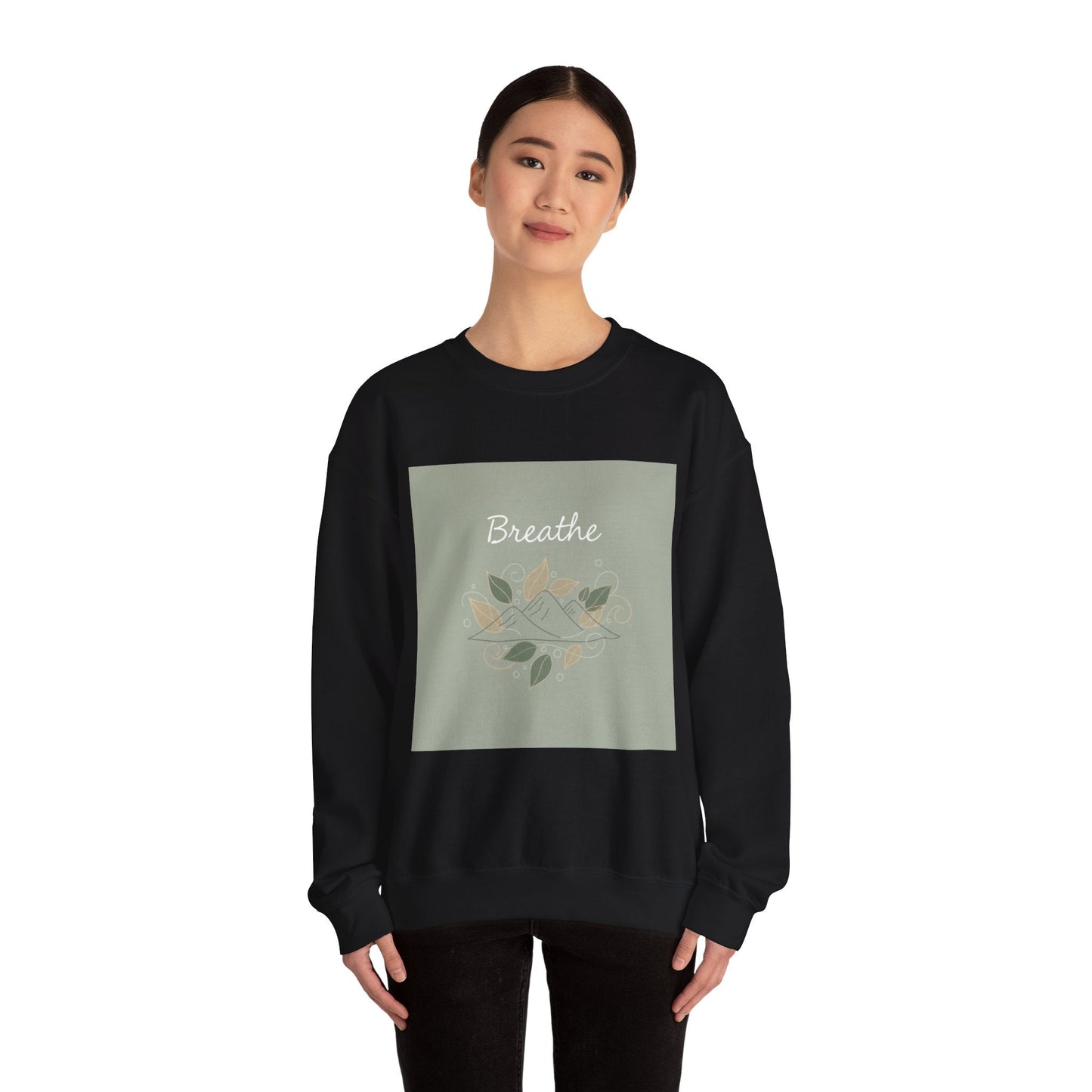 Breathe mountain leaf design Sweatshirt | nature vibes, calming minimal