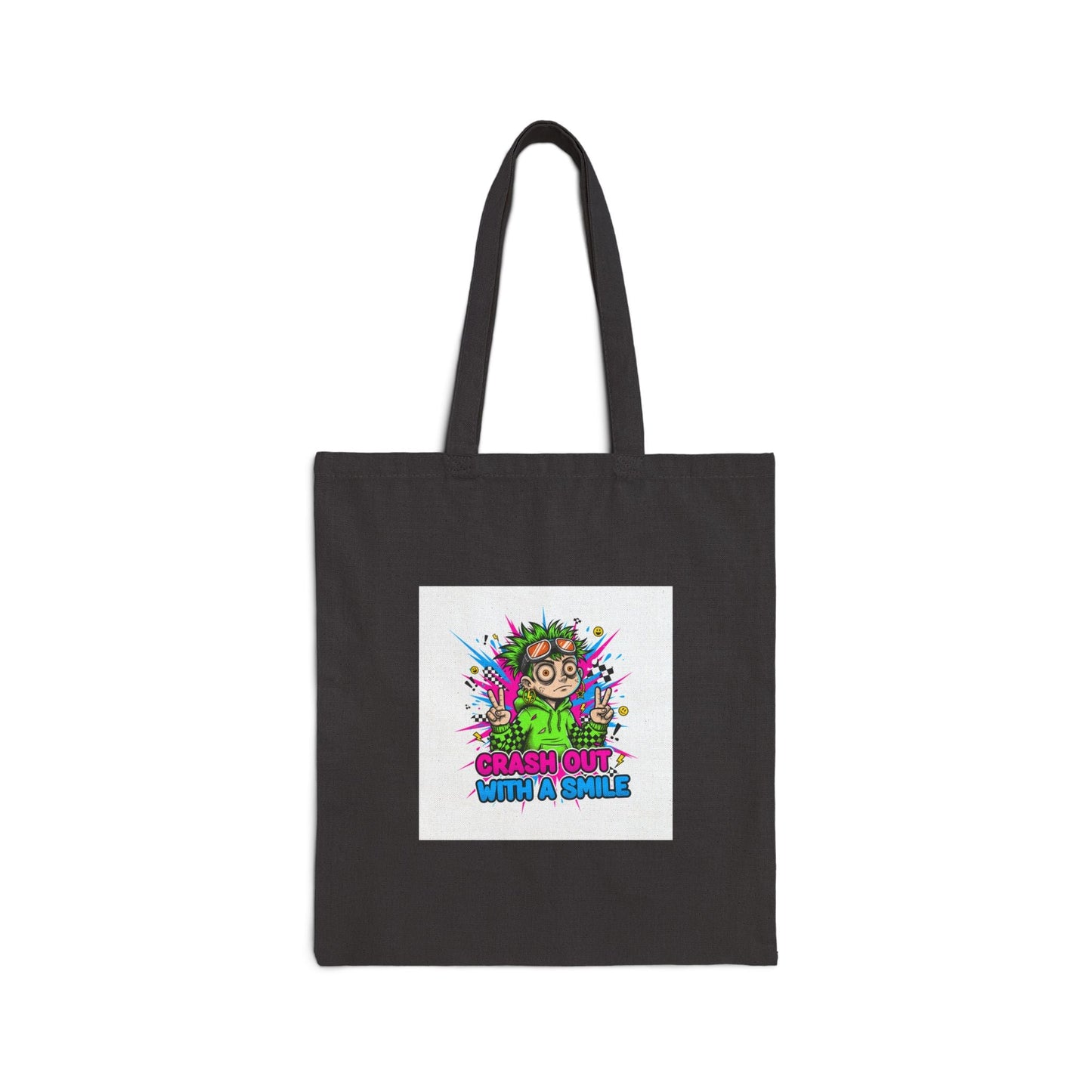 Crash Out Warning Tote | neon graffiti meltdown, skate streetwear