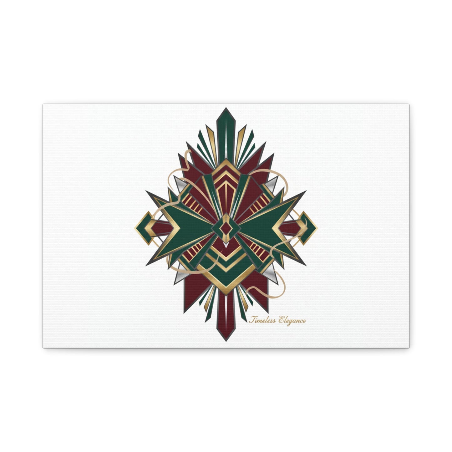 Art Deco geometric brass print Canvas | Neo-Deco chrome & gold fan motif