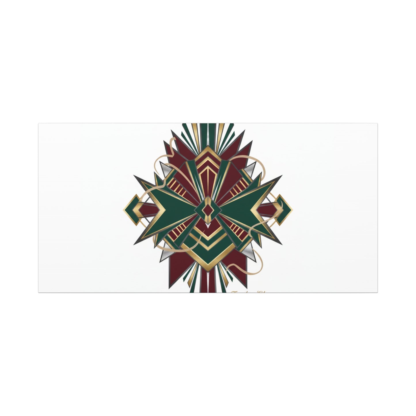 Art Deco geometric brass print Canvas | Neo-Deco chrome & gold fan motif