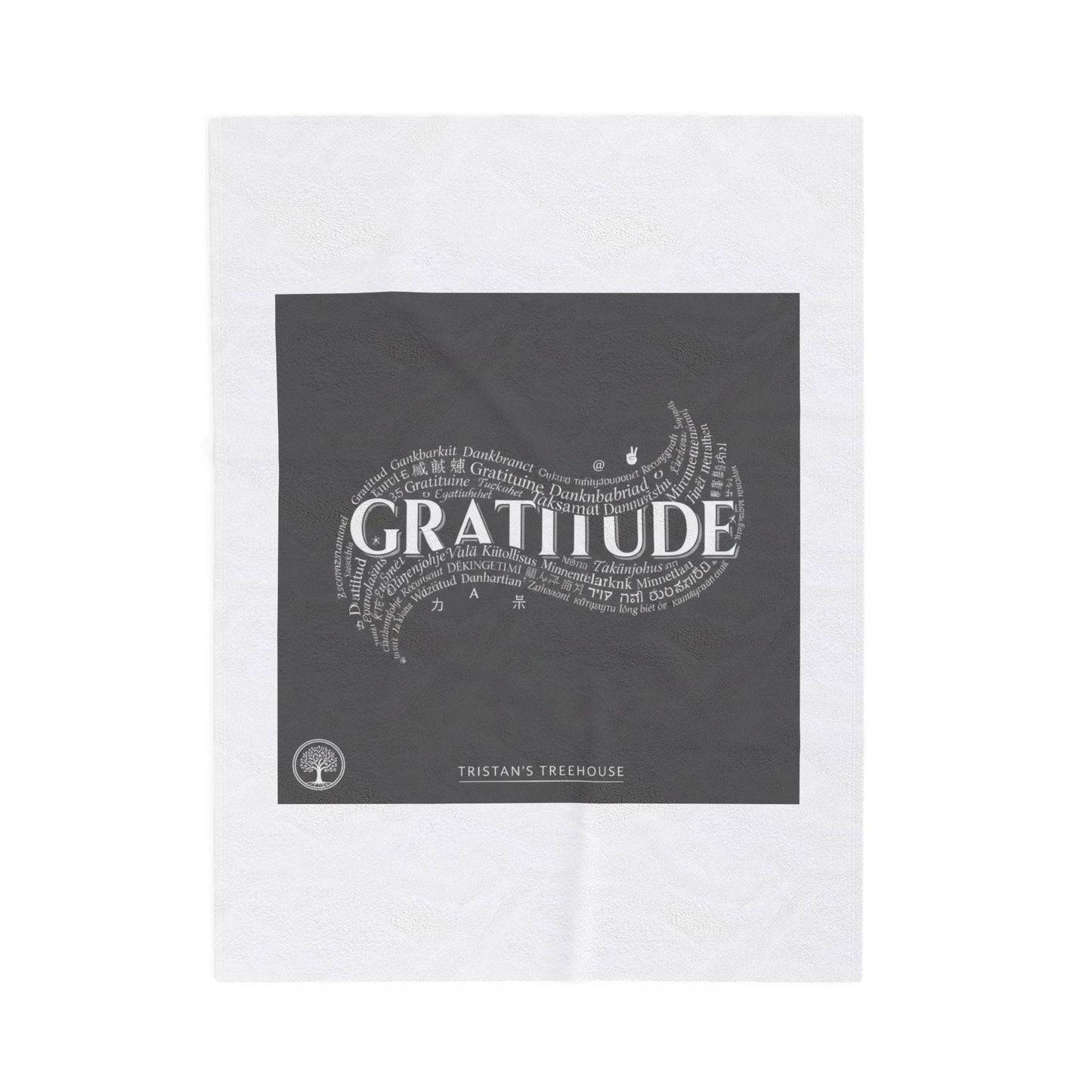 Gratitude Typography Velveteen Plush Blanket | pastel tiny treats, cozy micro-indulgence