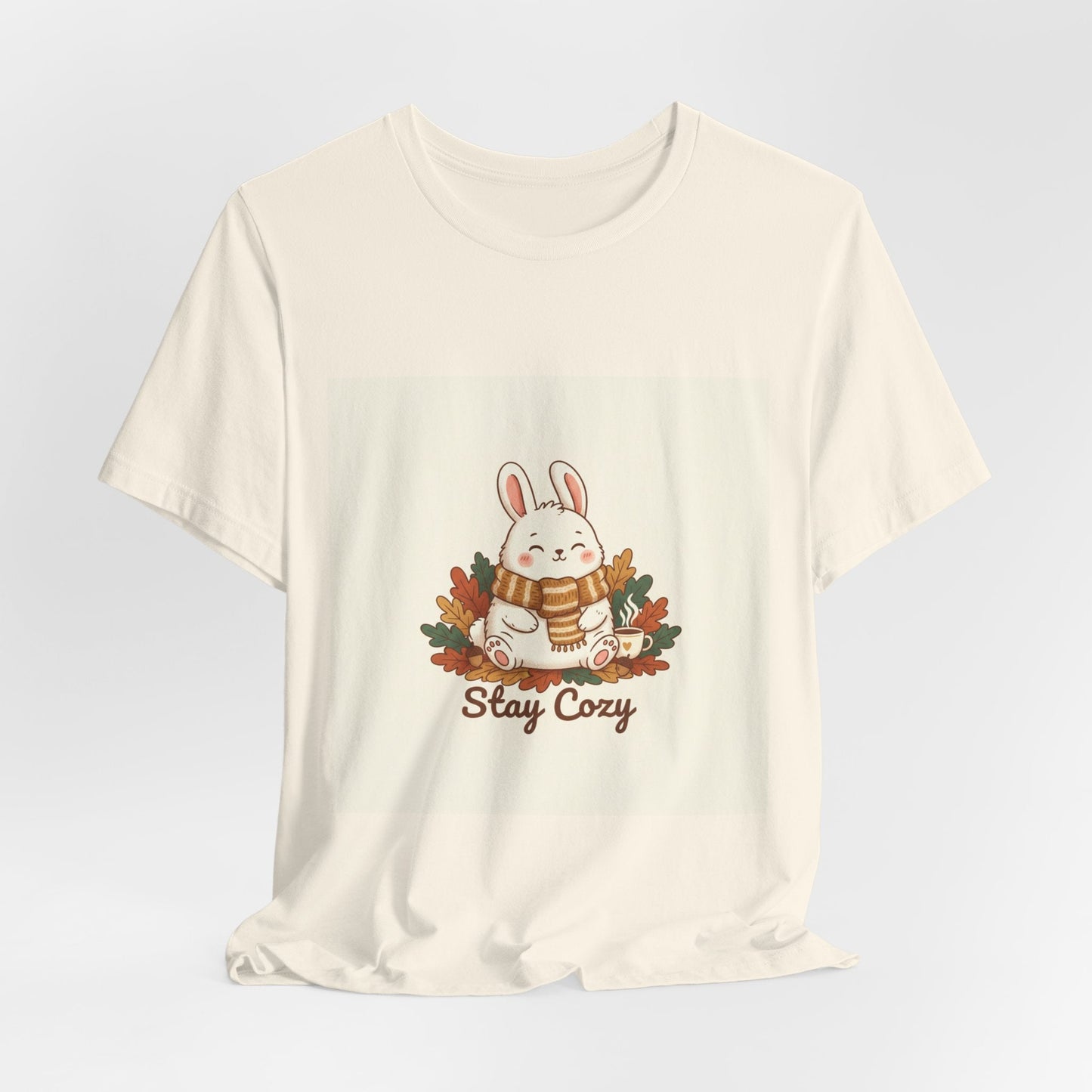 Stay Cozy Bunny T-Shirt | cute animal illustration, winter forest art