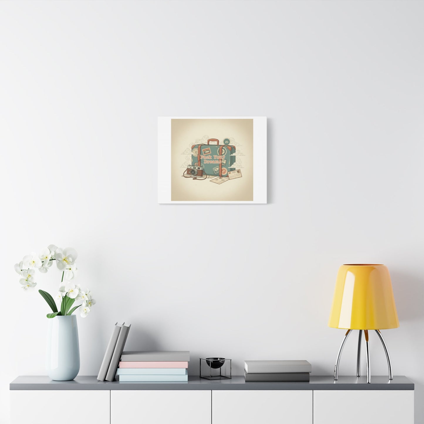 Pack Your Dreams Canvas | Retro Travel Postcard, Wanderlust Passport Stamp Art
