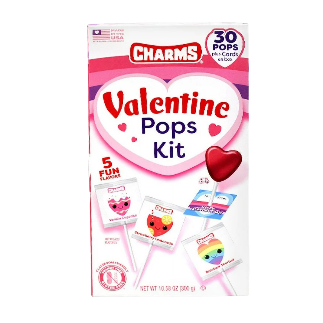 Charms Valentine Pops Kit with Exchange Cards (30 Count / 10.58oz)