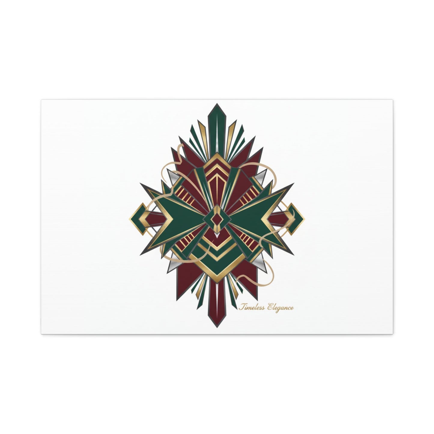 Art Deco geometric brass print Canvas | Neo-Deco chrome & gold fan motif