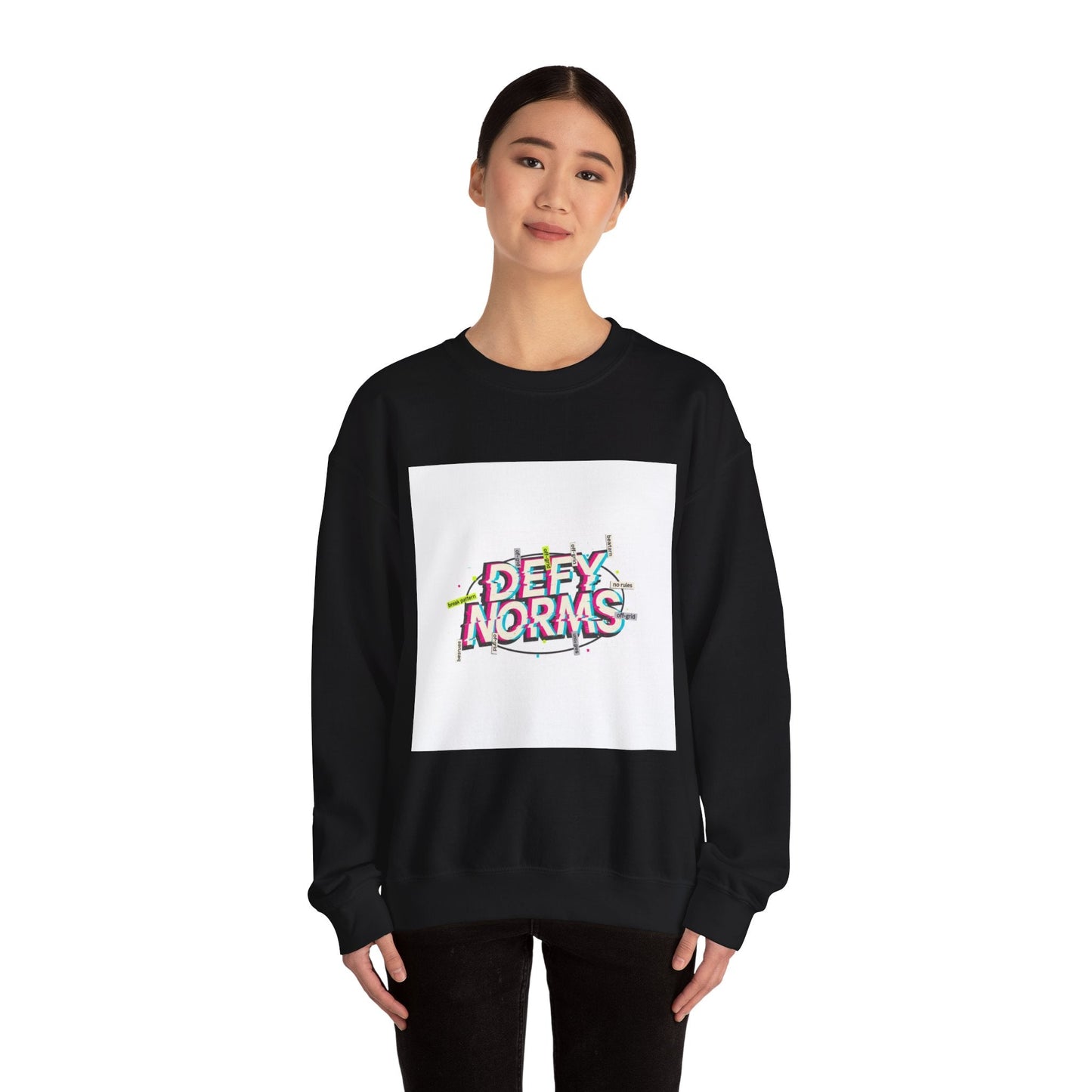 Defy Norms Crewneck Sweatshirt | anti-aesthetic, glitch font