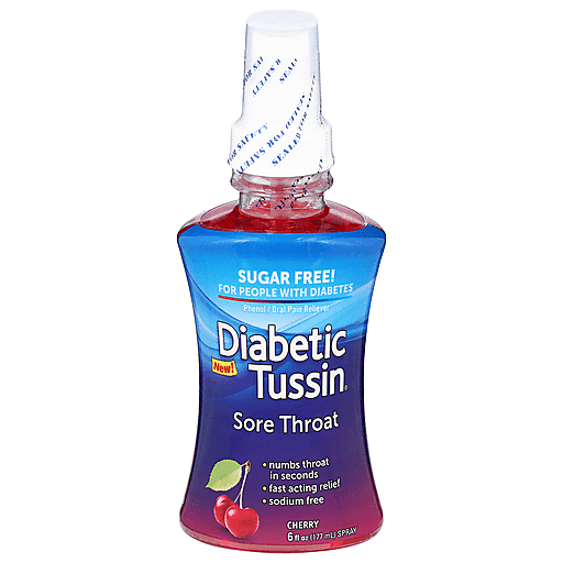 Diabetic Tussin  Sugar Free Spray Cherry  Sore  Throat 6 Fl Oz