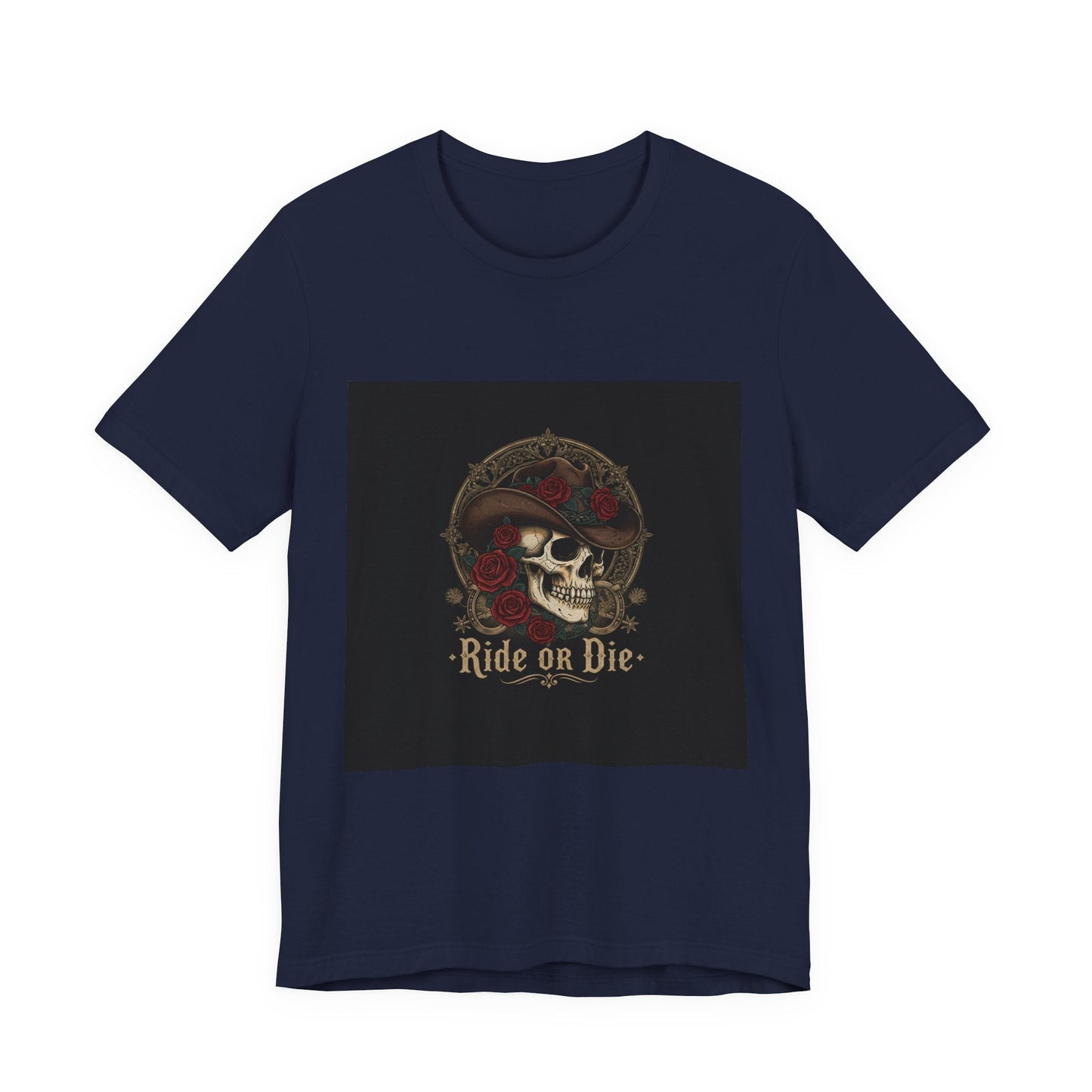 Ride or Die Skull Cowboy Tee | western skull art, gothic Americana