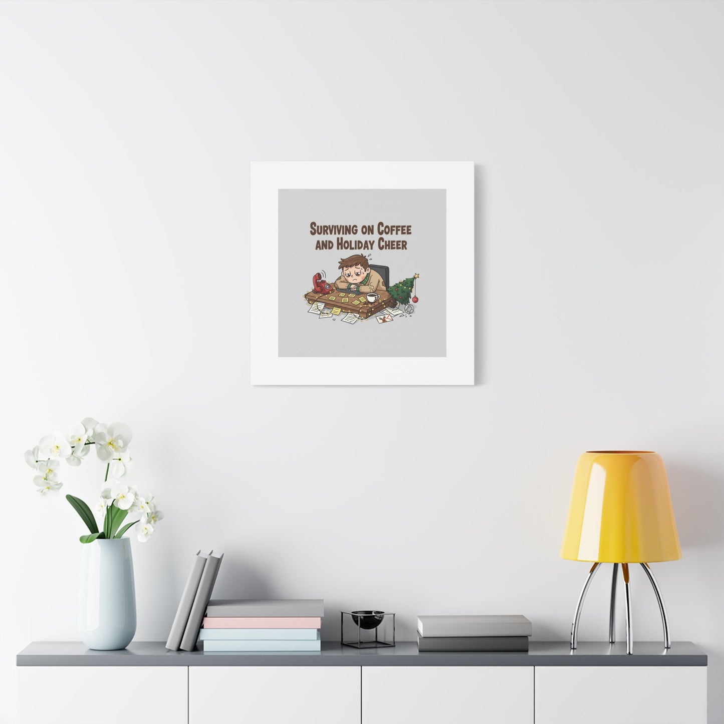 Surviving on Coffee and Holiday Cheer Canvas | Holiday Burnout, Festive But Tired